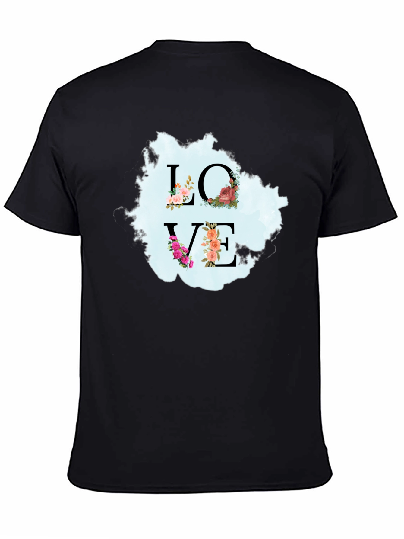 Black Floral Love T-Shirt - Stylish Graphic Tee view 4