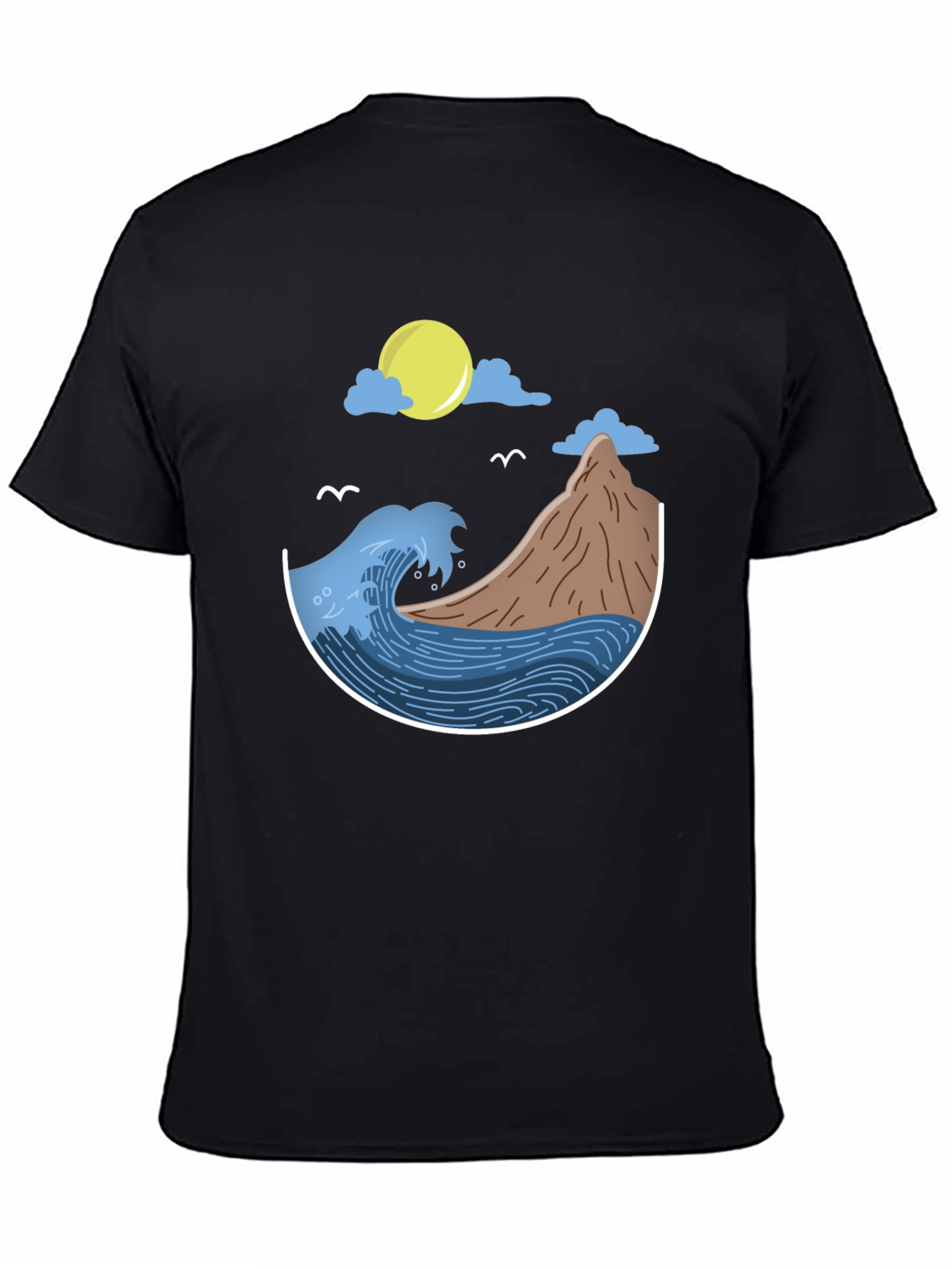 Black Ocean Scene Graphic T-Shirt - Black view 4