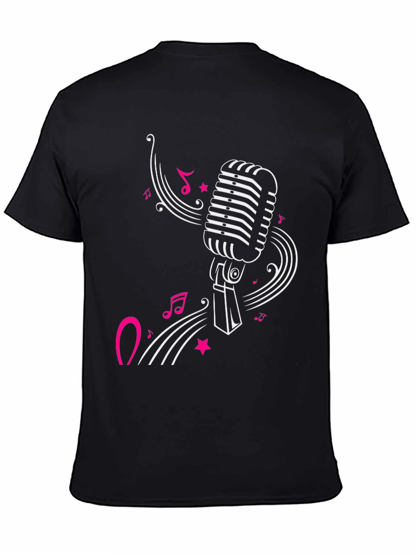 Black Retro Microphone Graphic Tee - Black view 4