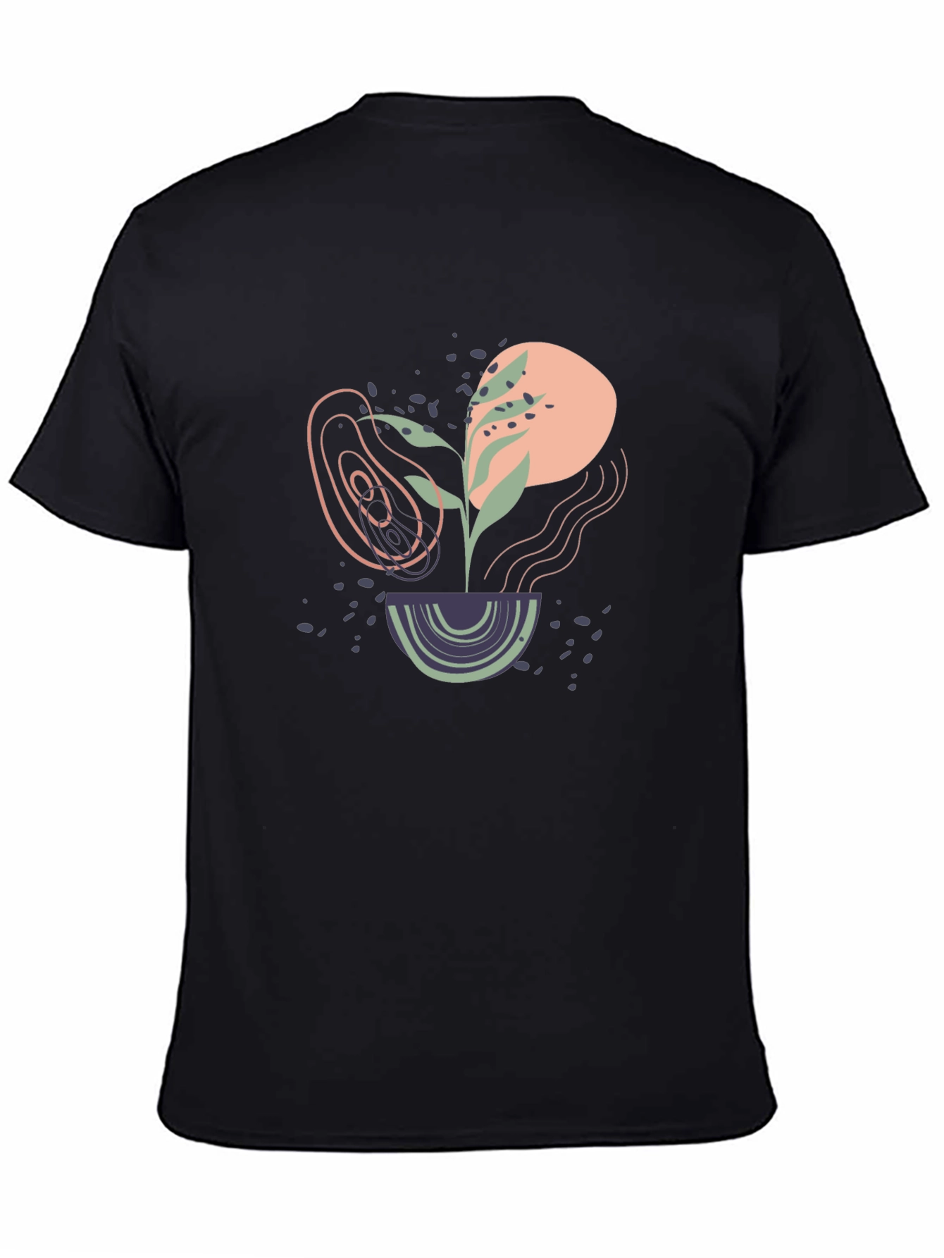 Black Abstract Plant Graphic Black Tee view 4
