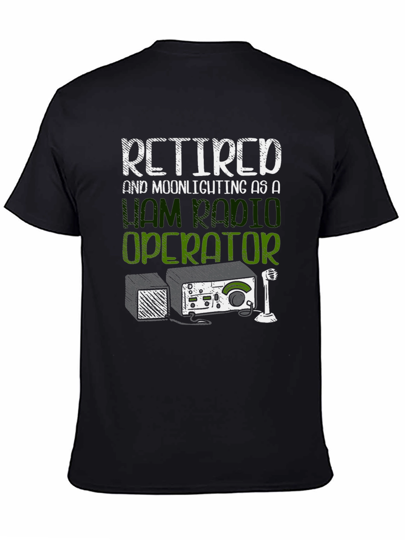 Black Retired Ham Radio Operator T-Shirt view 4