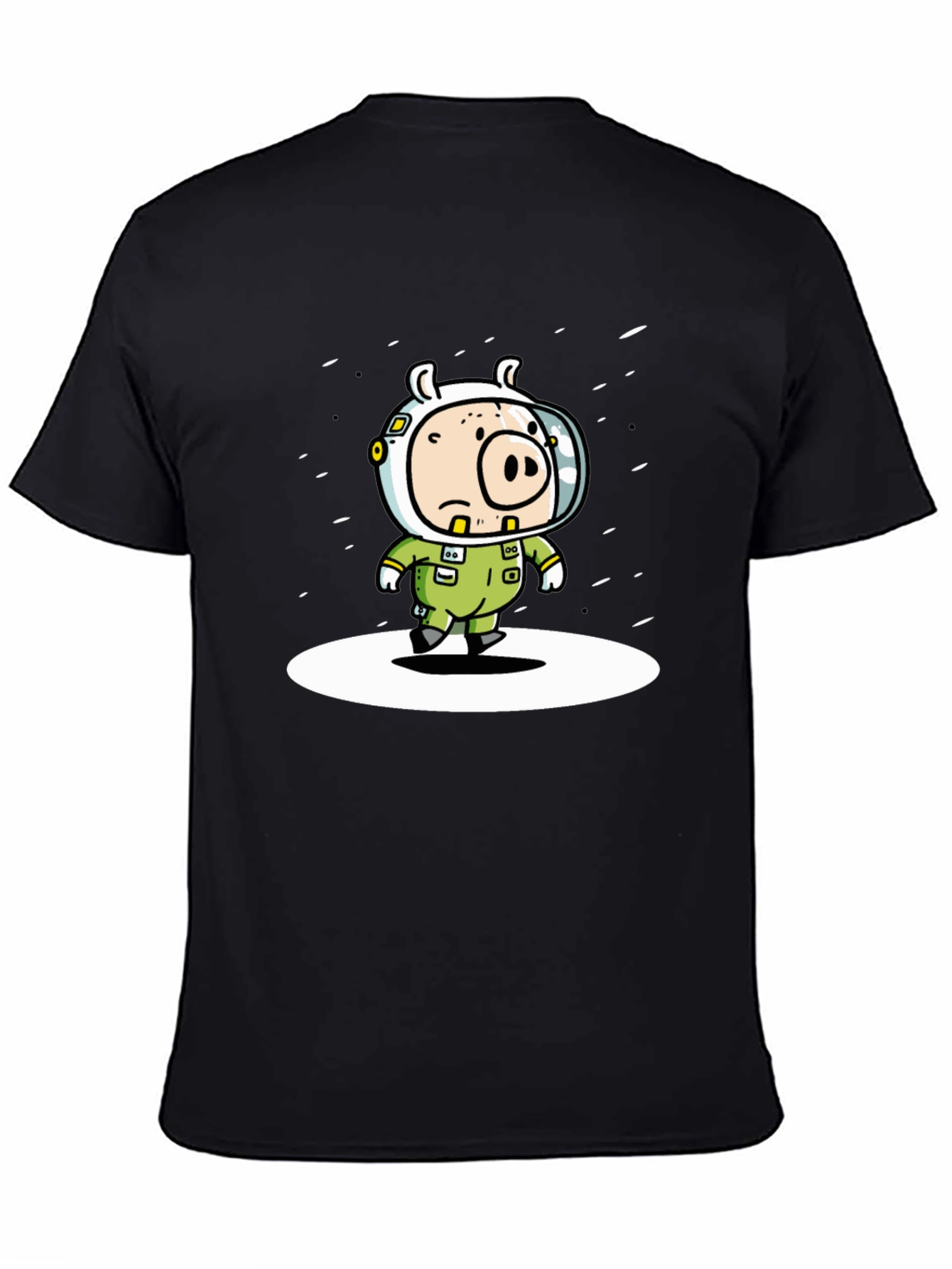 Black Astronaut Pig Graphic T-Shirt - Space Adventure Tee view 4