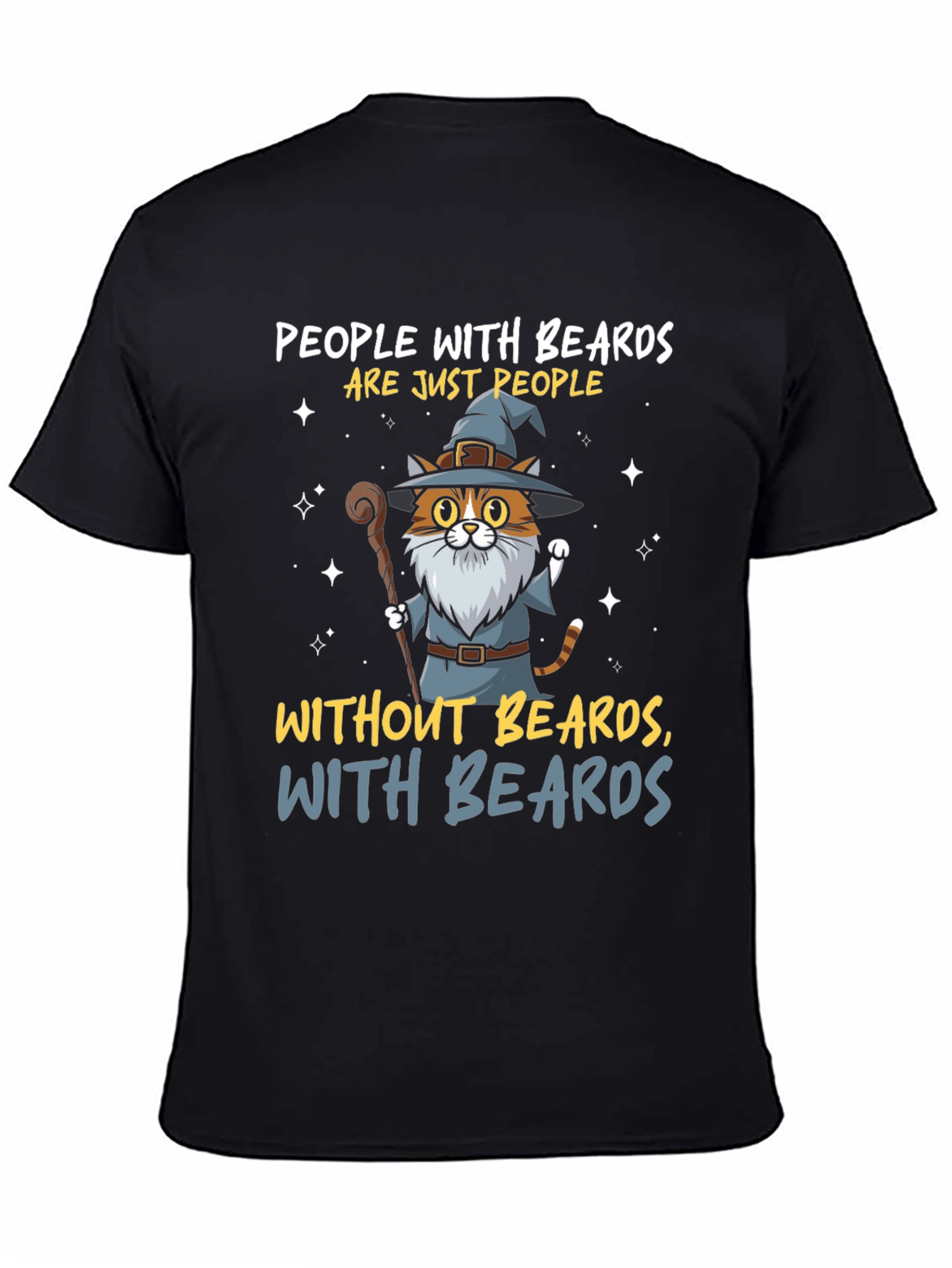 Black Wizard Cat Beard T-Shirt view 4