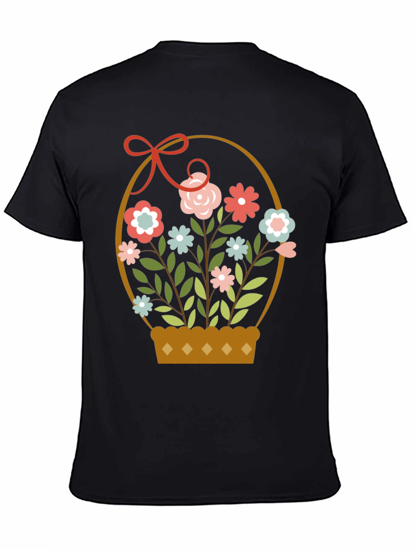 Black Floral Basket T-Shirt view 4