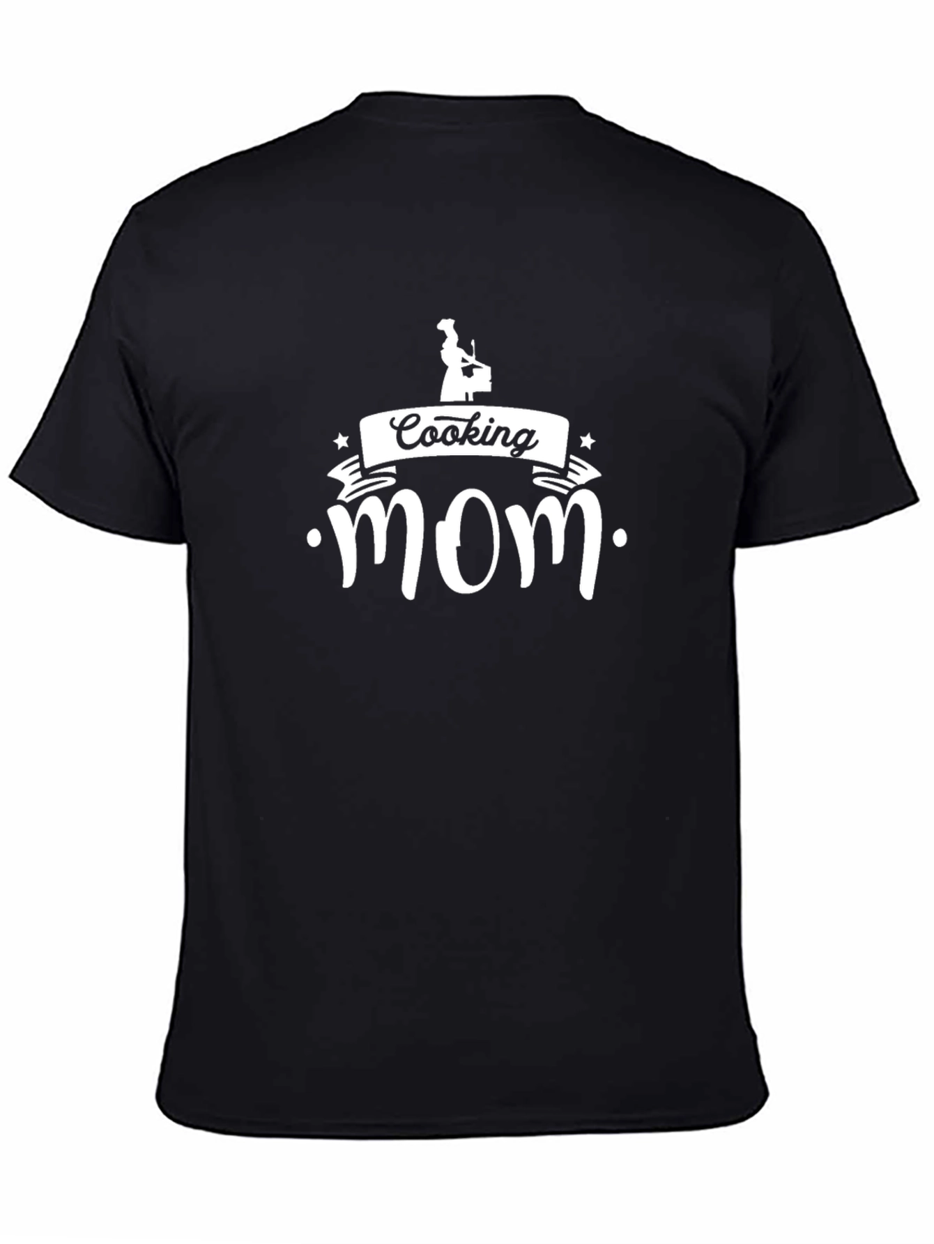 Black Cooking Mom Graphic T-Shirt - Black Cotton Tee view 4