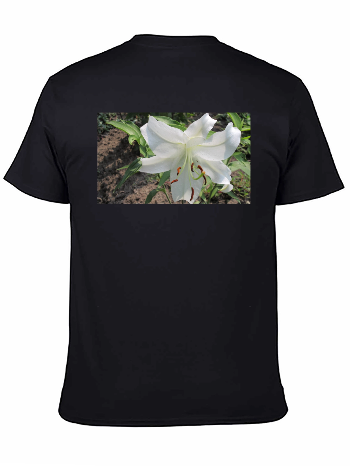 Black White Lily Graphic Tee - Soft Cotton Blend view 4