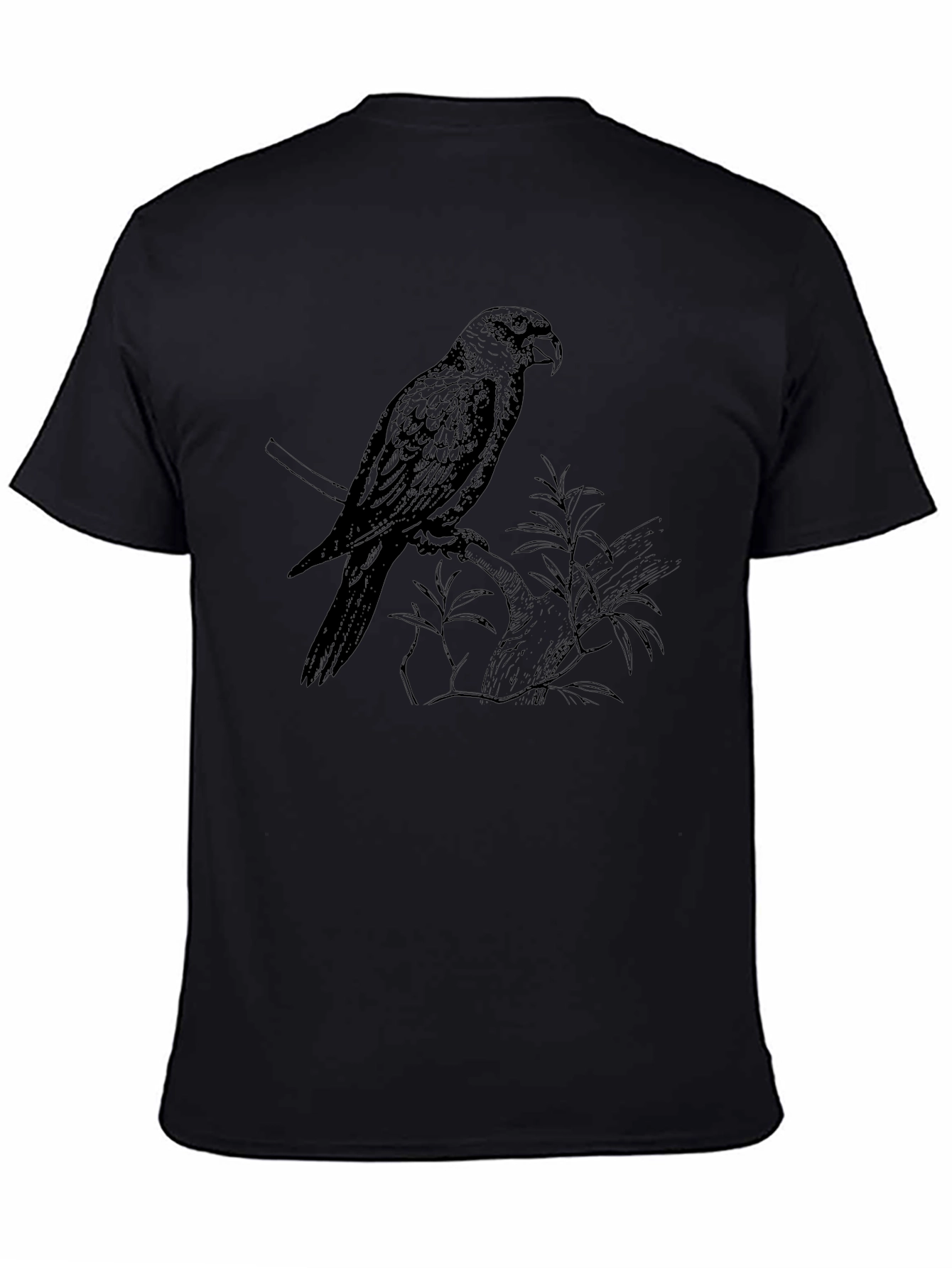 Black Parrot Graphic Tee - Stylish Bird Print T-Shirt view 4