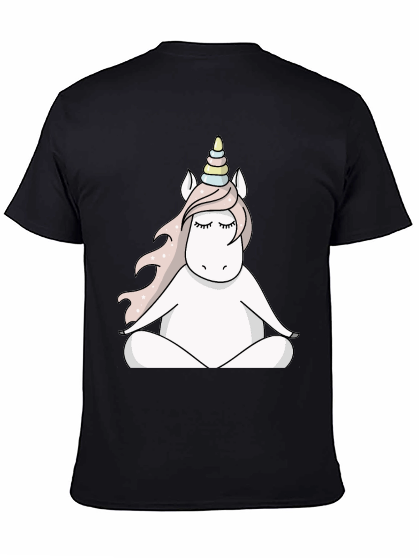 Black Unicorn Meditating T-Shirt view 4