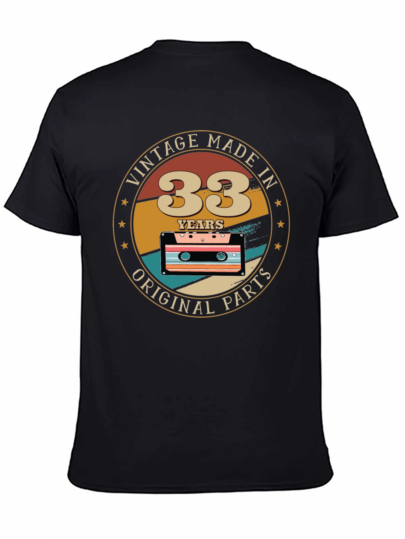 Black Vintage 33 Years Original Parts T-Shirt view 4