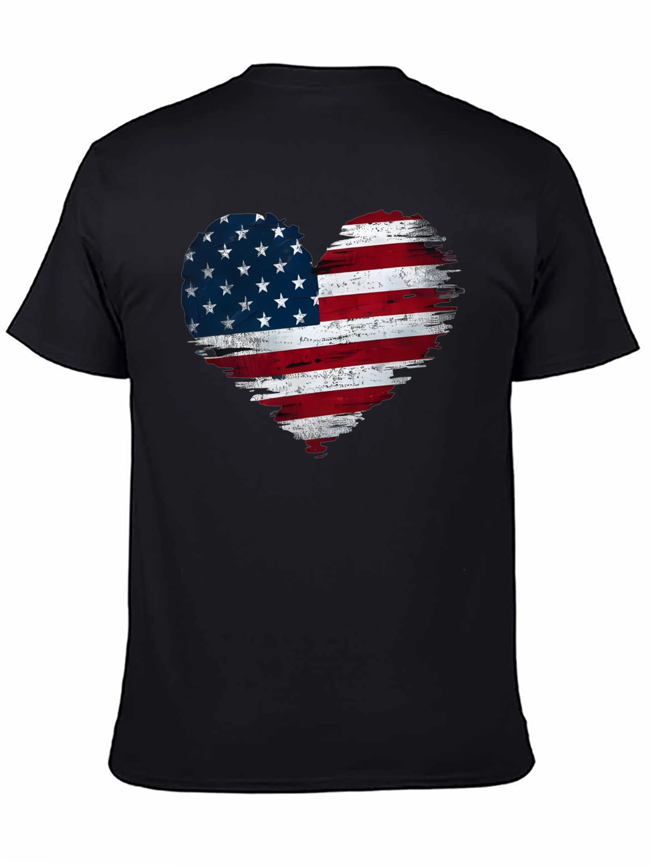 Black American Flag Heart Graphic T-Shirt view 4