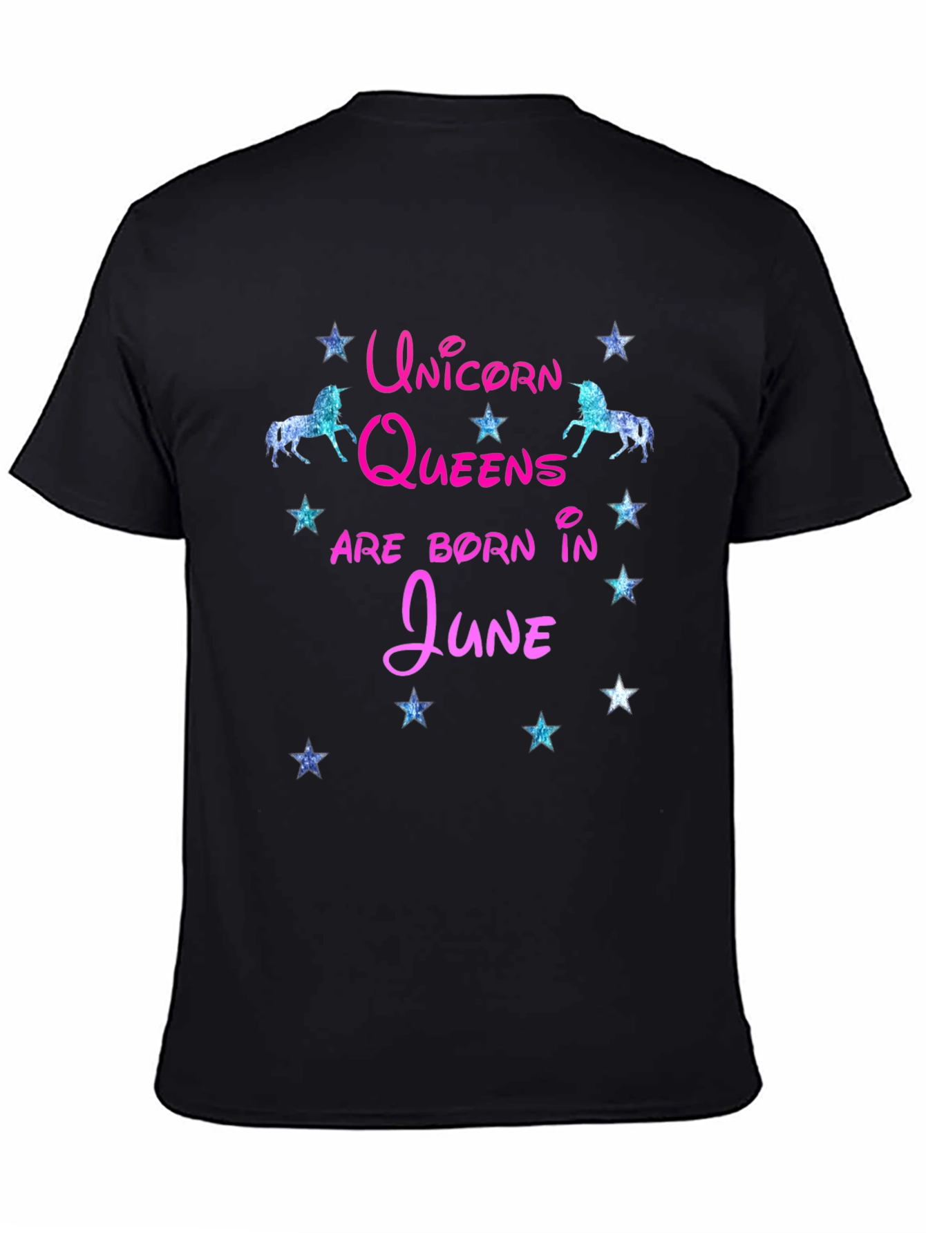 Black Unicorn Queens Born in June T-Shirt view 4