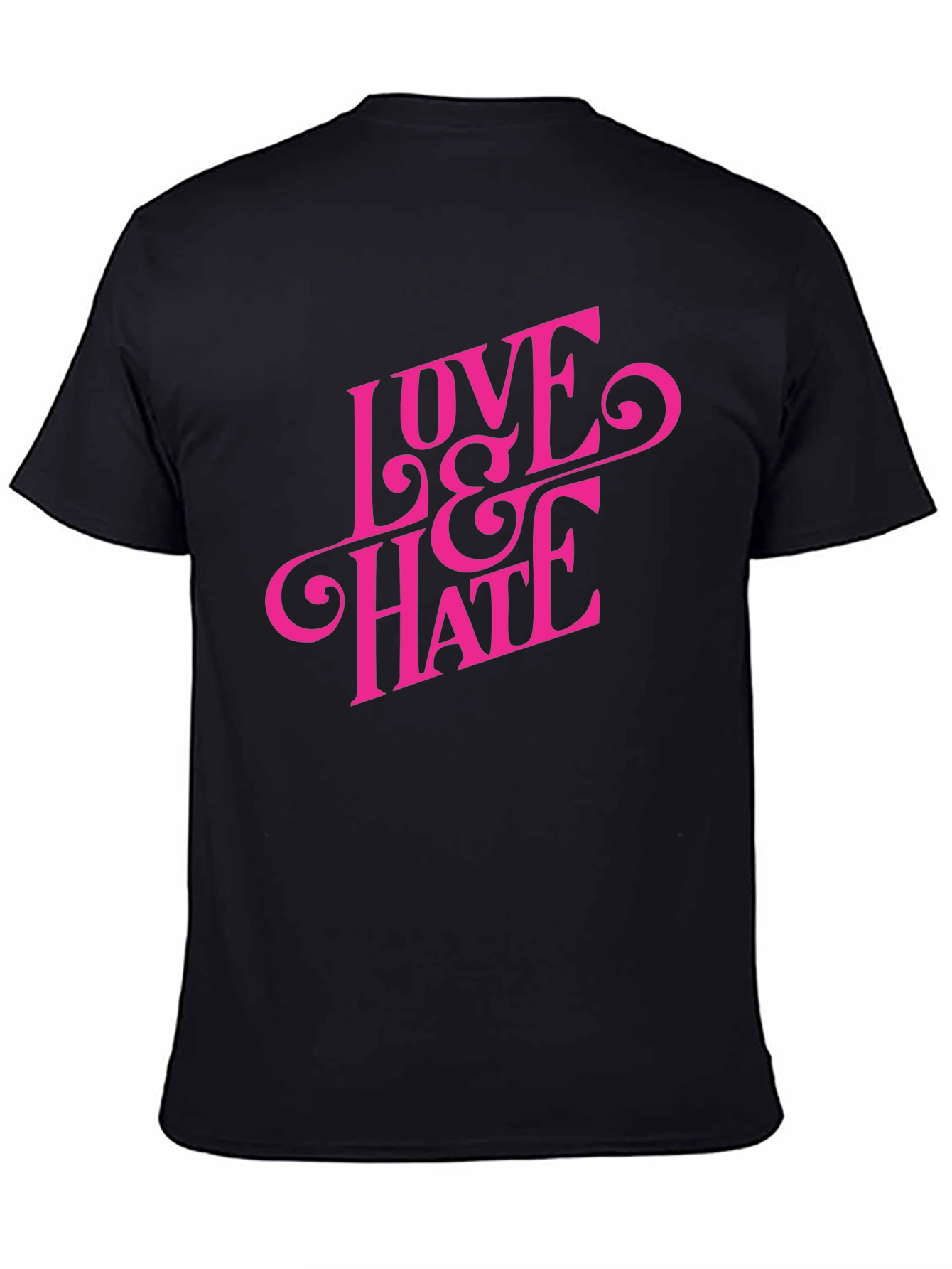 Black Love & Hate Graphic Tee - Bold Statement T-Shirt view 4