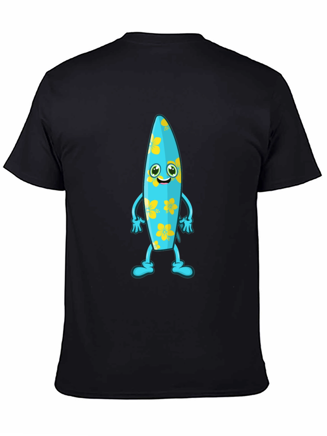 Black Fun Surfboard Character Graphic Tee view 4