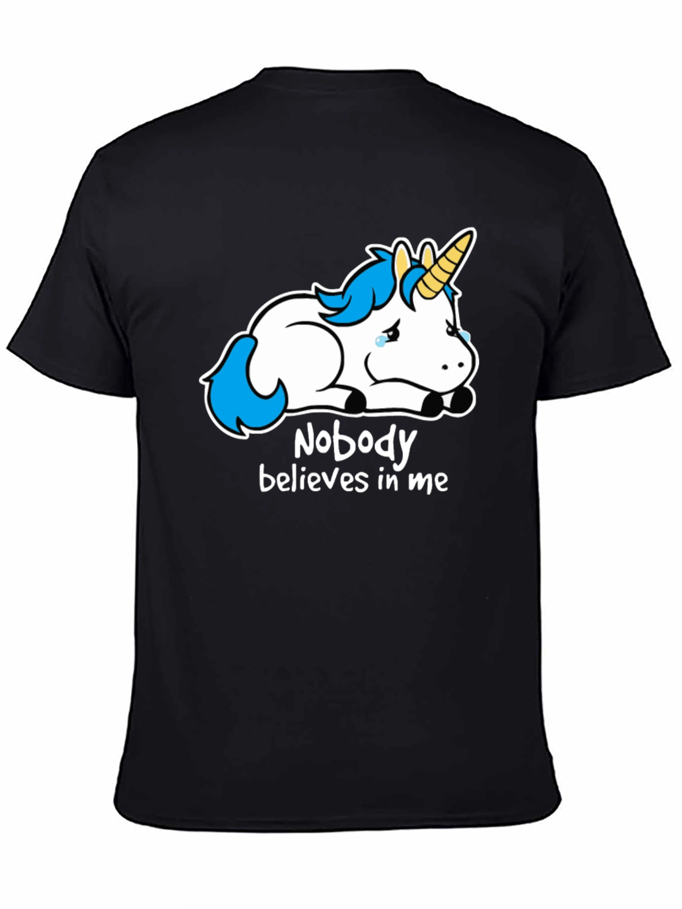 Black Sad Unicorn Graphic Tee - Nobody Believes view 4