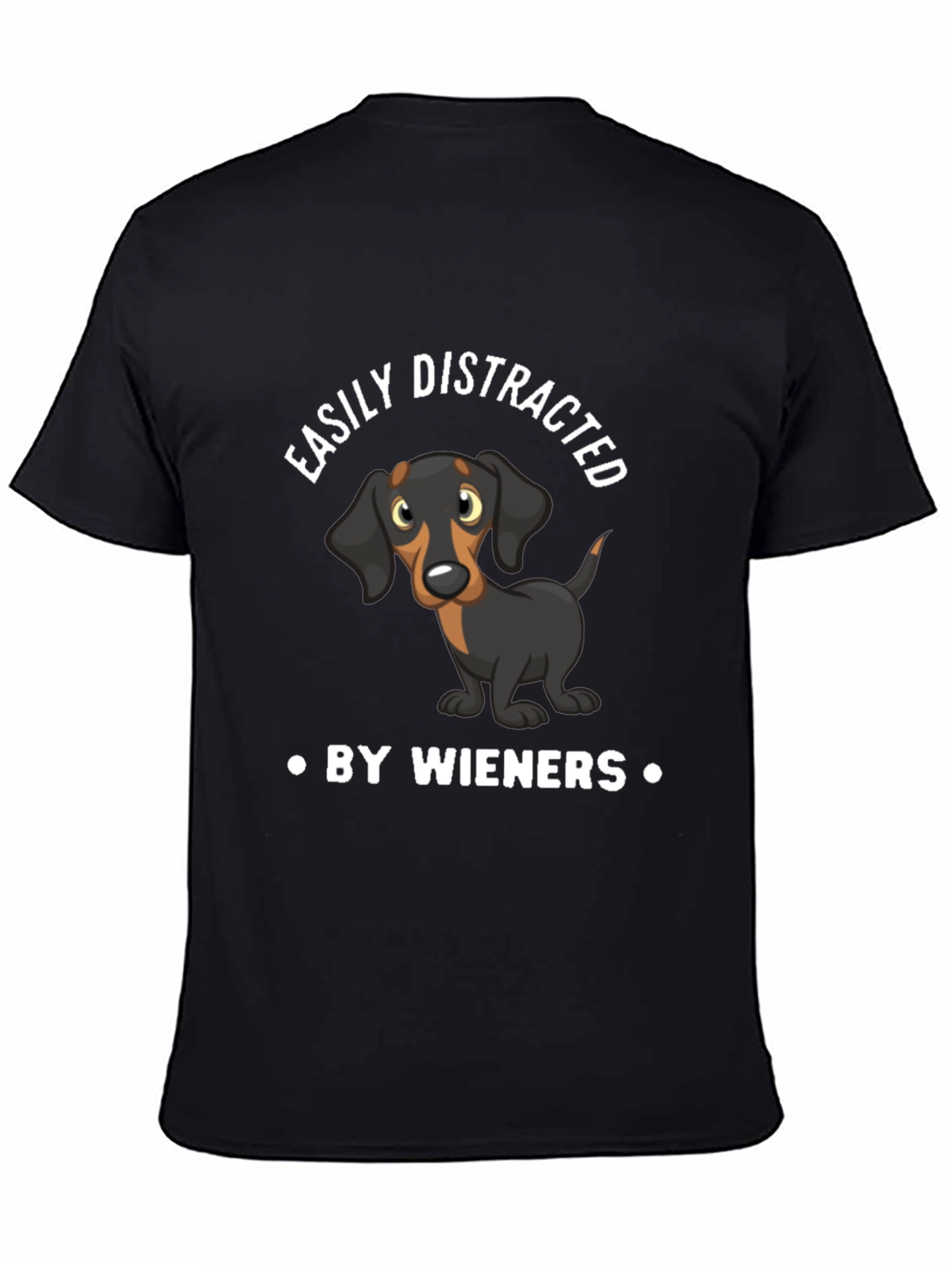 Black Funny Dachshund Wieners Men's Black T-Shirt view 4
