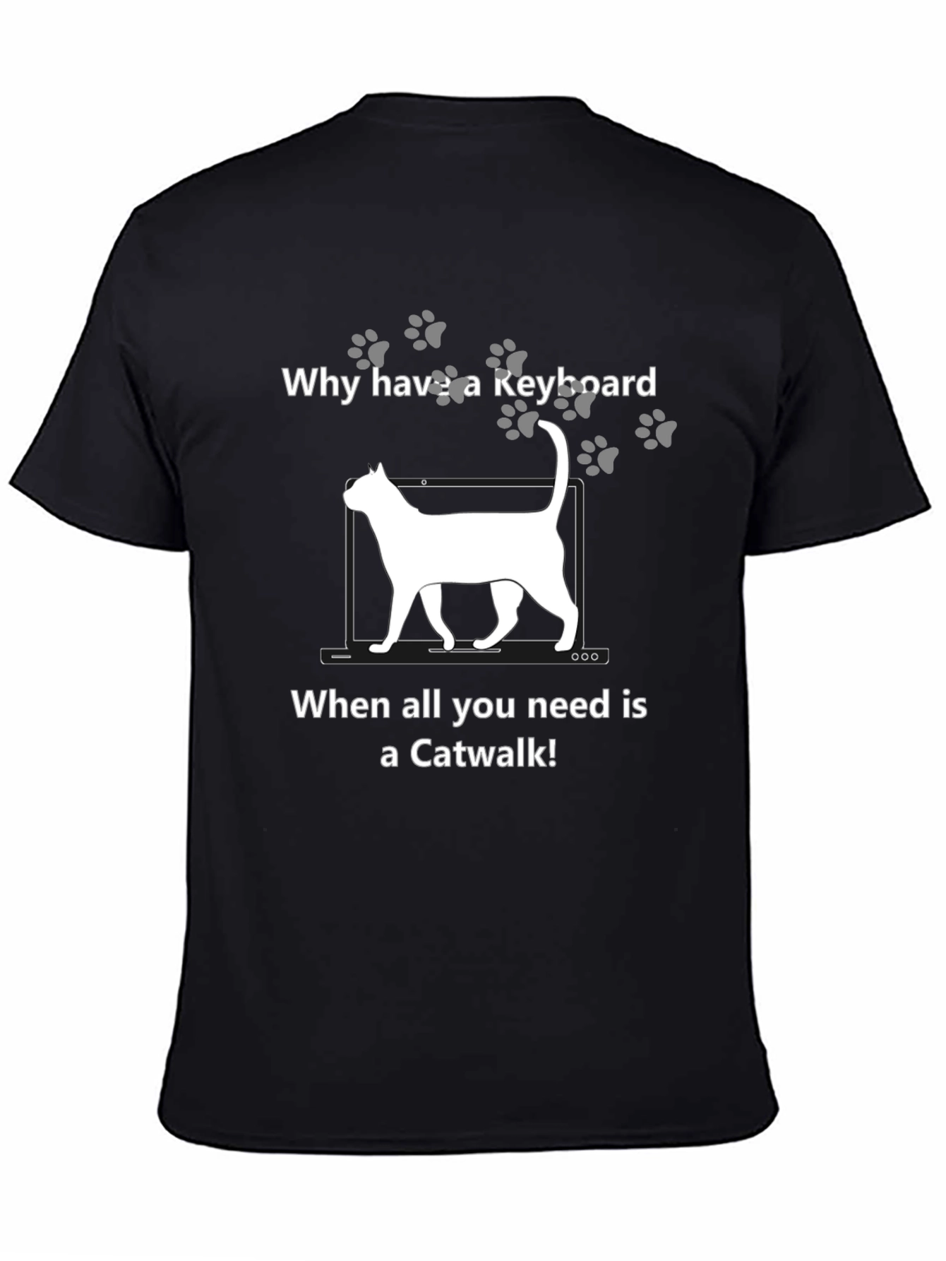 Black Catwalk Keyboard Cat Lover T-Shirt view 4