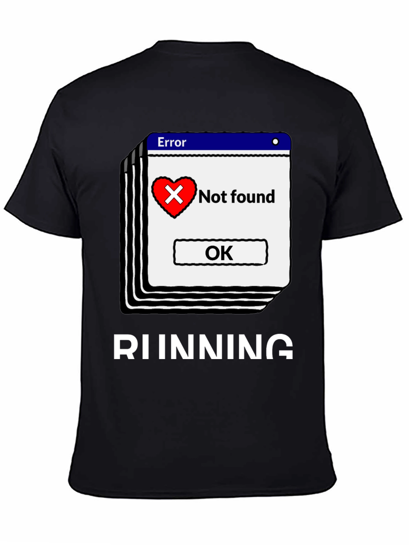Black Error Heart Not Found Running T-Shirt view 4