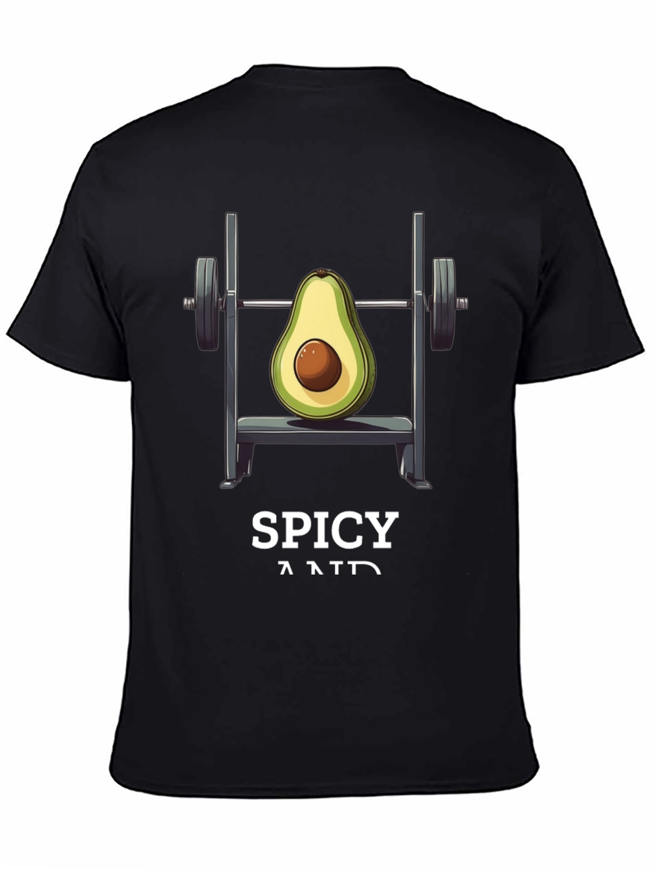 Black Avocado Gym Workout T-Shirt - Spicy and Fit! view 4