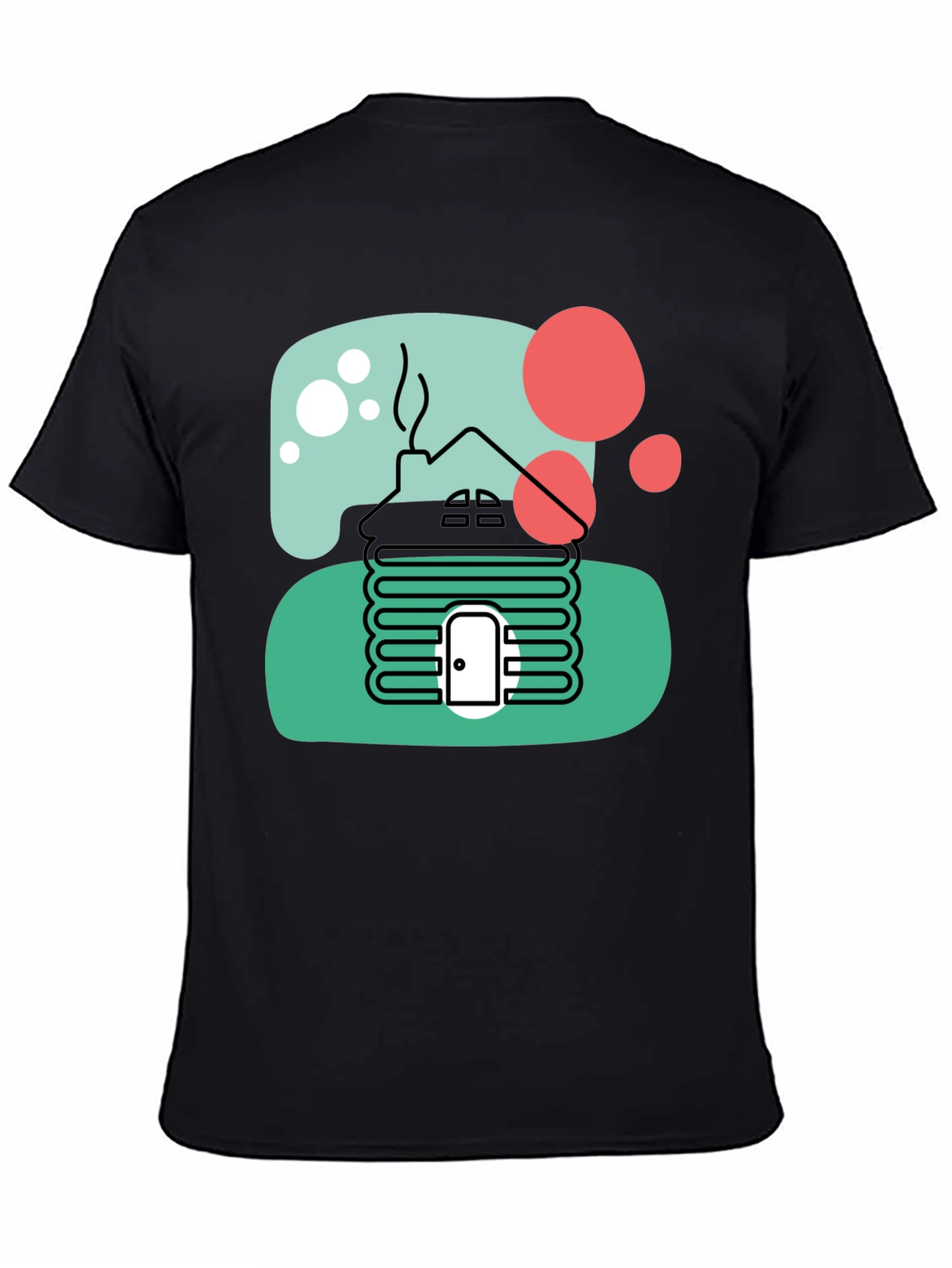 Black Cabin T-Shirt, Novelty Graphic Tee view 4