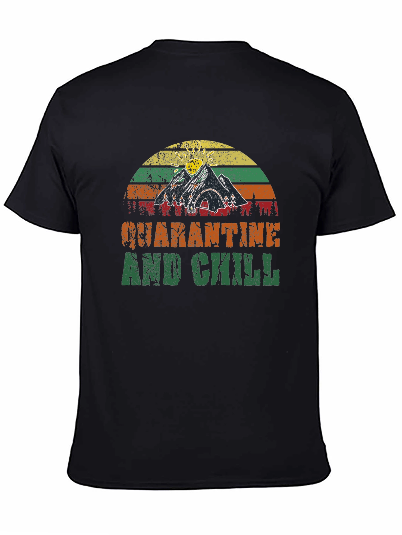 Black Quarantine & Chill Camping Graphic Tee - Black view 4