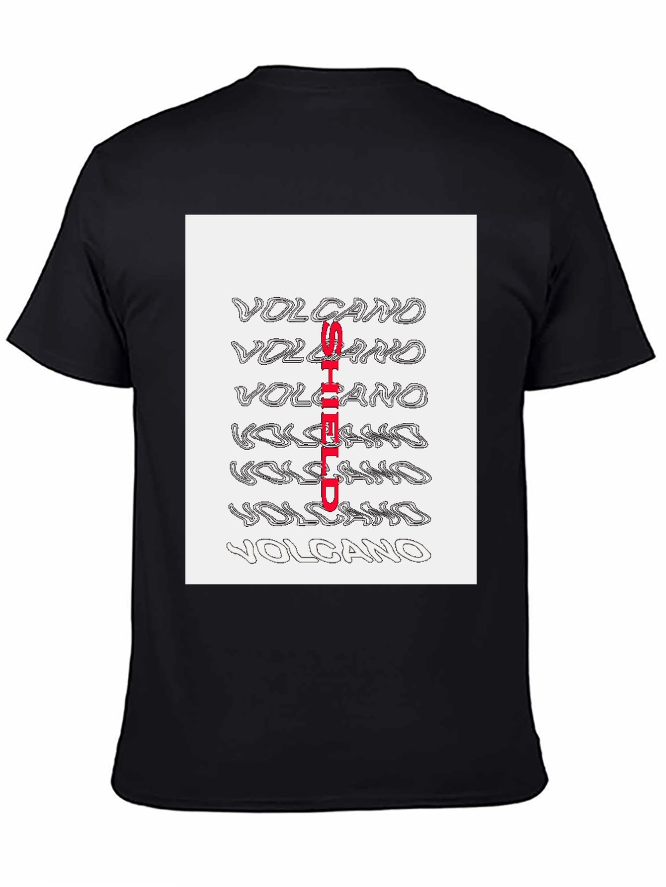 Black Volcano Shield Graphic Print T-Shirt view 4