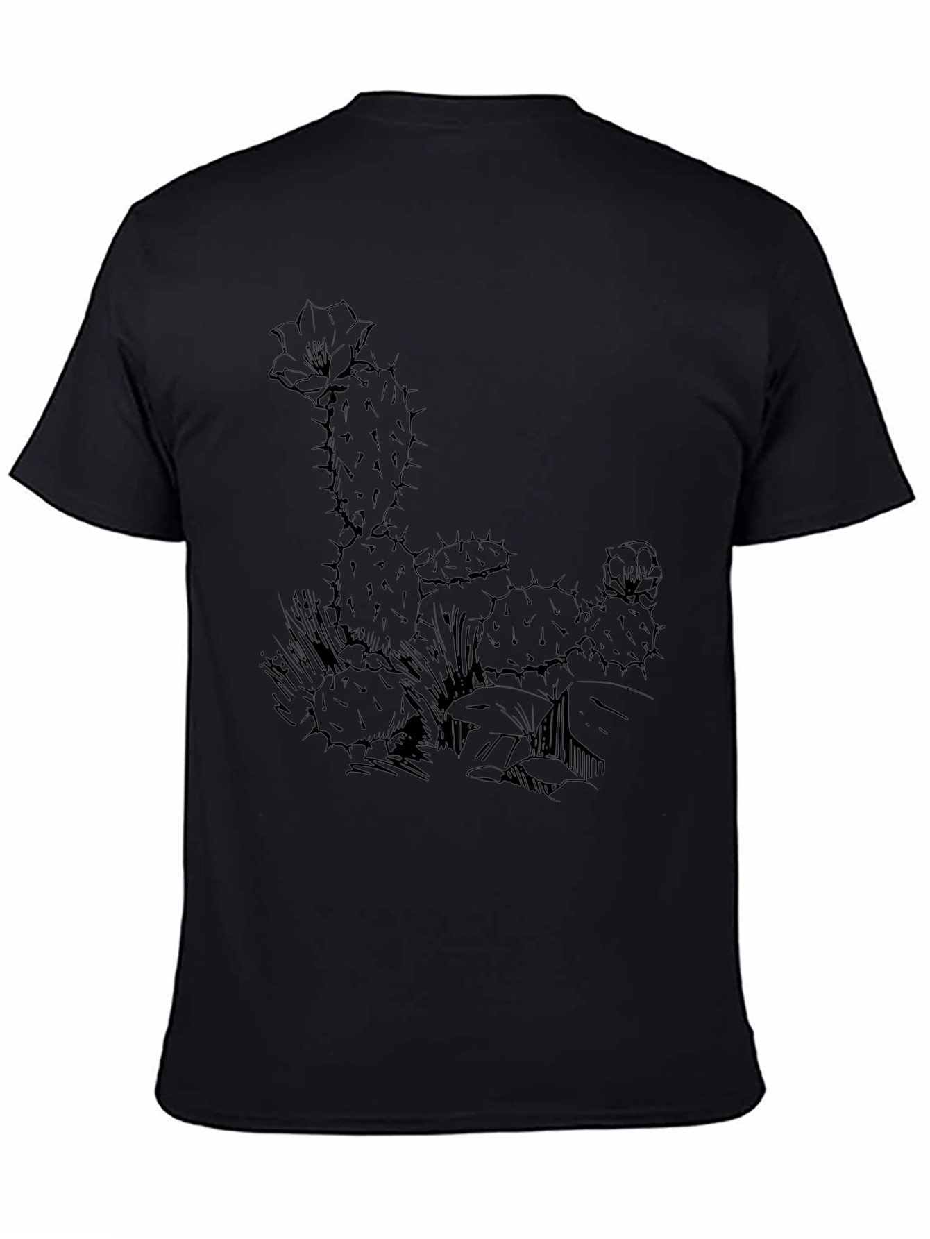 Black Black Cactus Graphic Print T-Shirt view 4