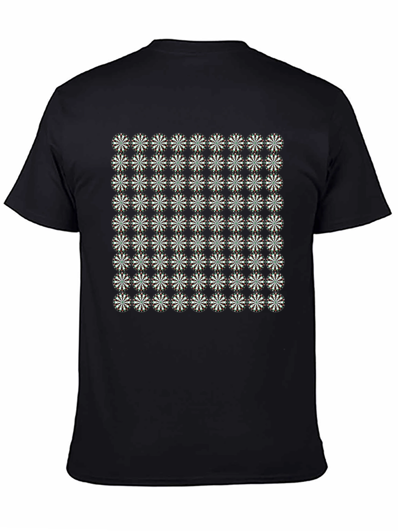 Black Geometric Floral Pattern Black T-Shirt view 4