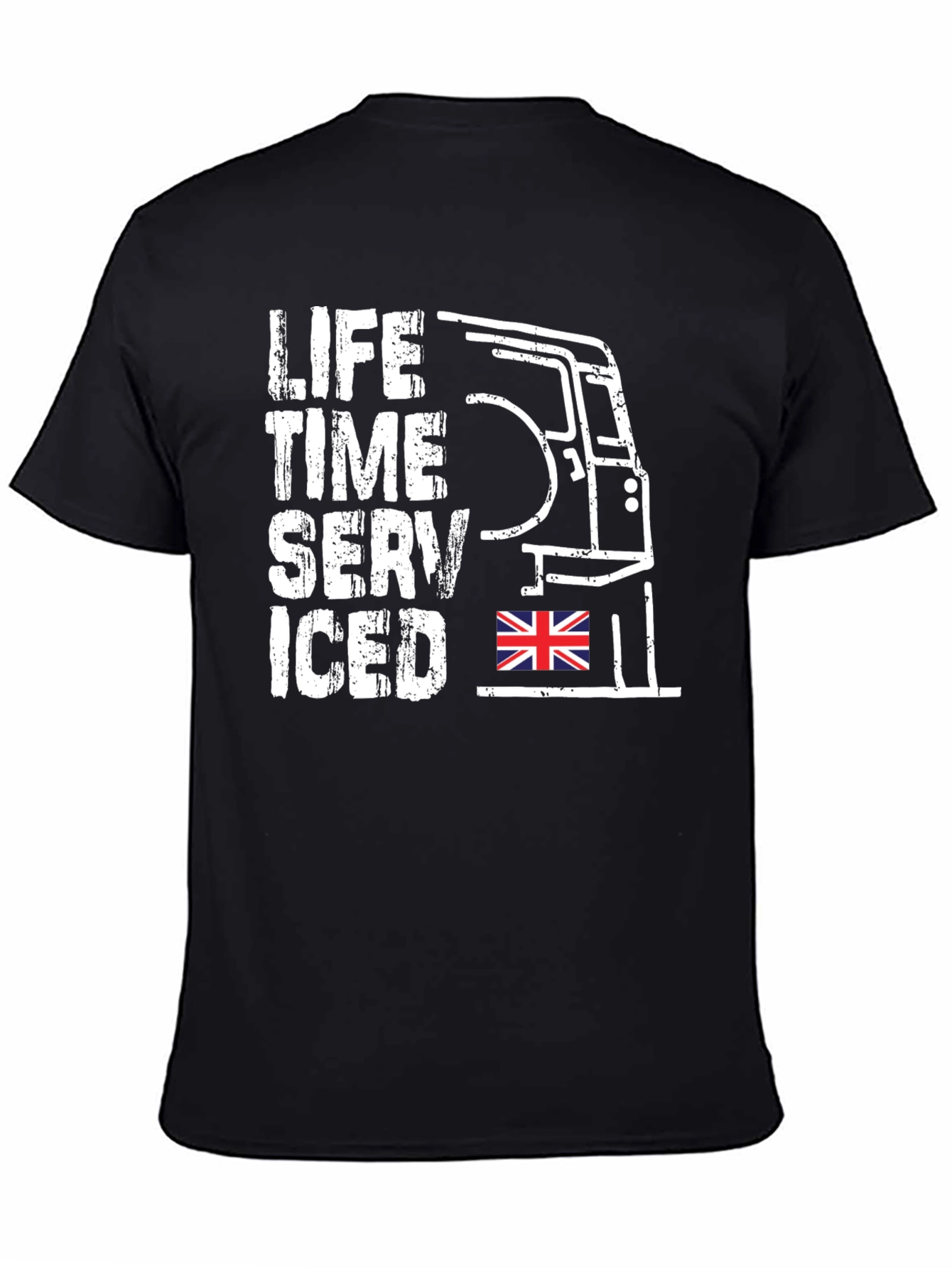 Black Life Time Serviced T-Shirt - Classic British Car Tee view 4