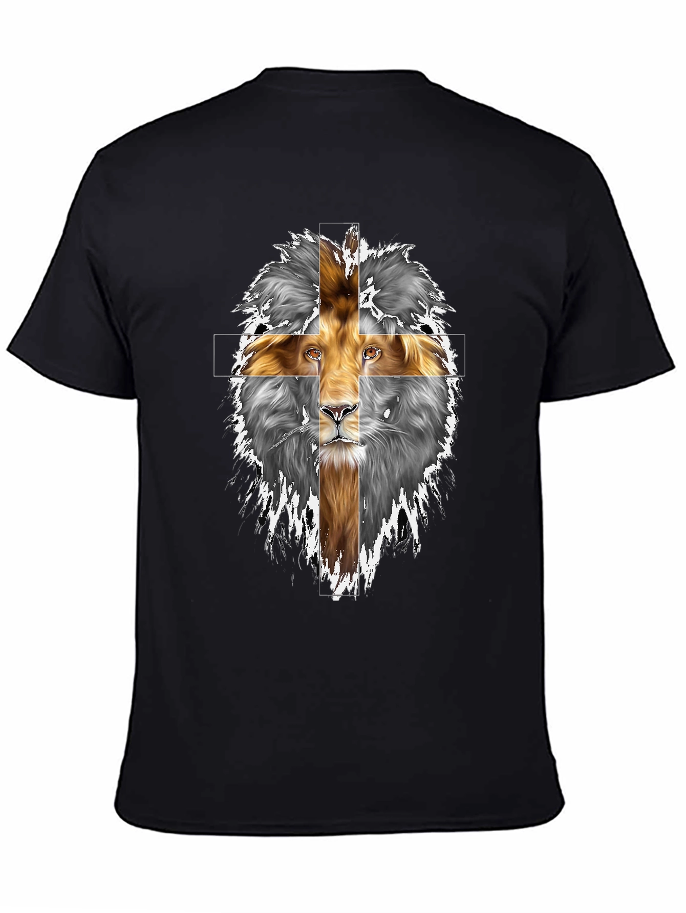 Black Lion Cross Graphic Print Black T-Shirt view 4