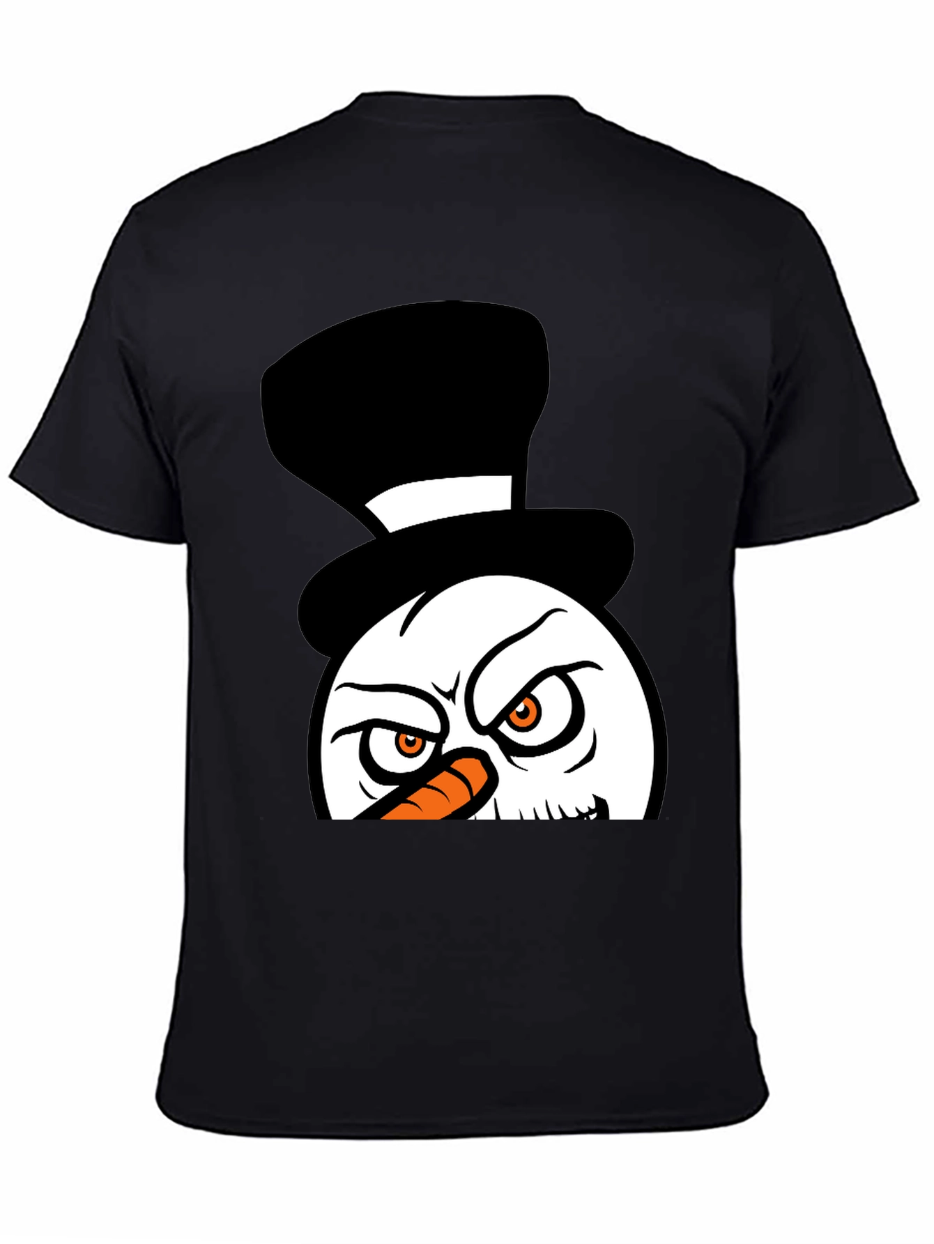 Black Grumpy Snowman Graphic Tee - Black Cotton Blend view 4