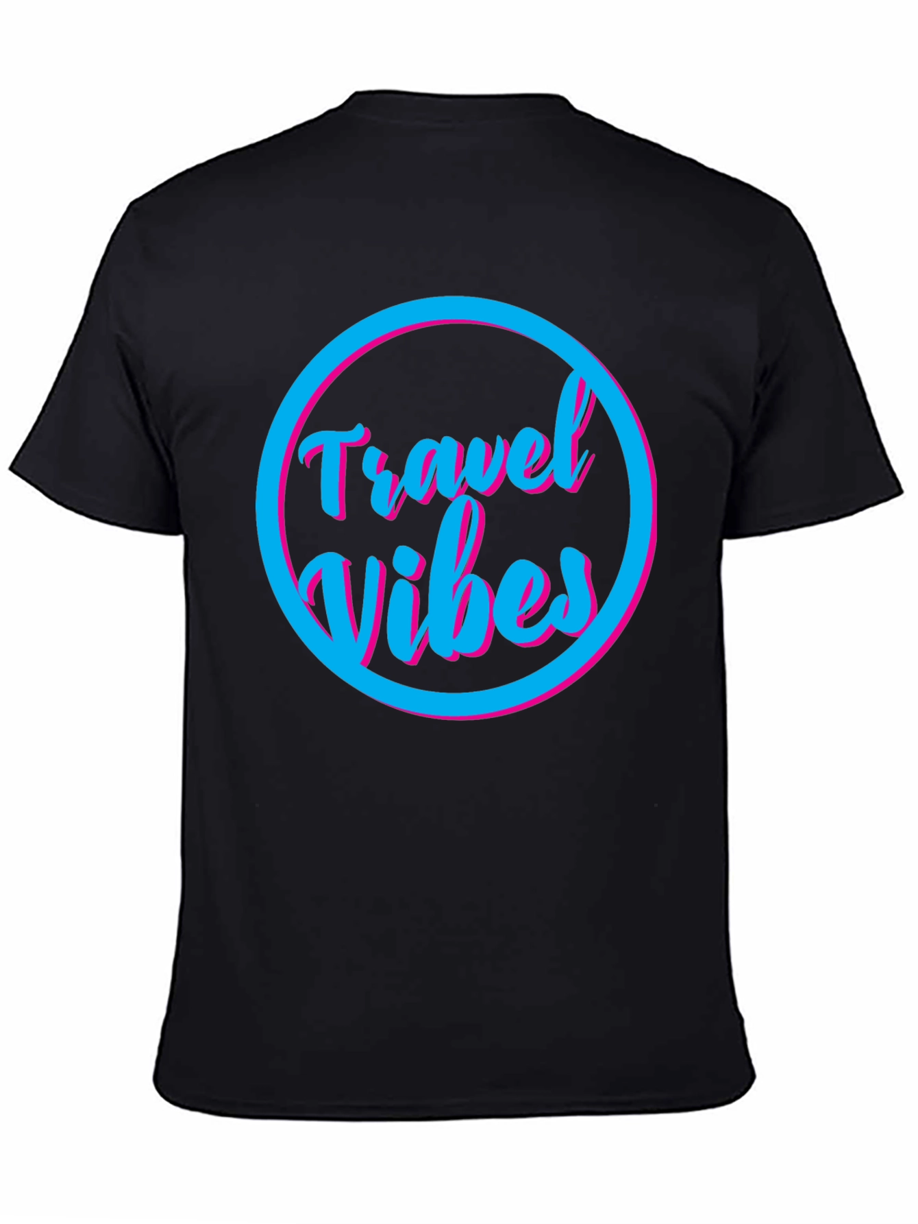 Black Travel Vibes Graphic Tee - Black Cotton T-Shirt view 4