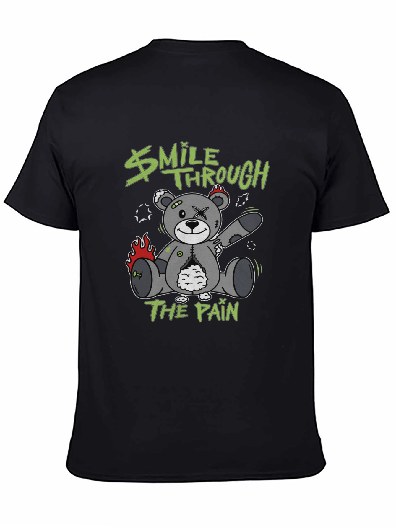 Black Smile Through The Pain Graphic T-Shirt view 4