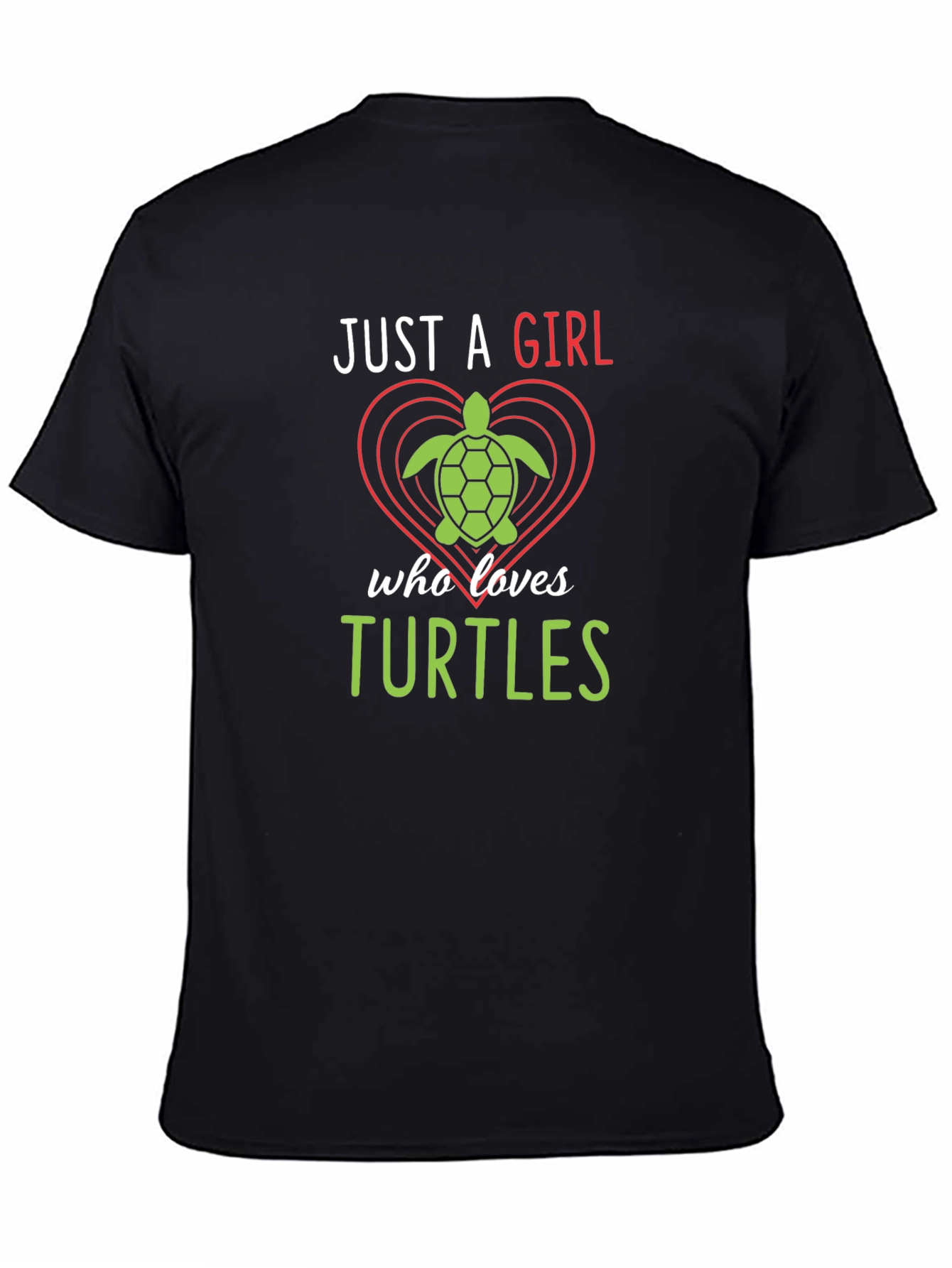Black Just a Girl Who Loves Turtles T-Shirt view 4