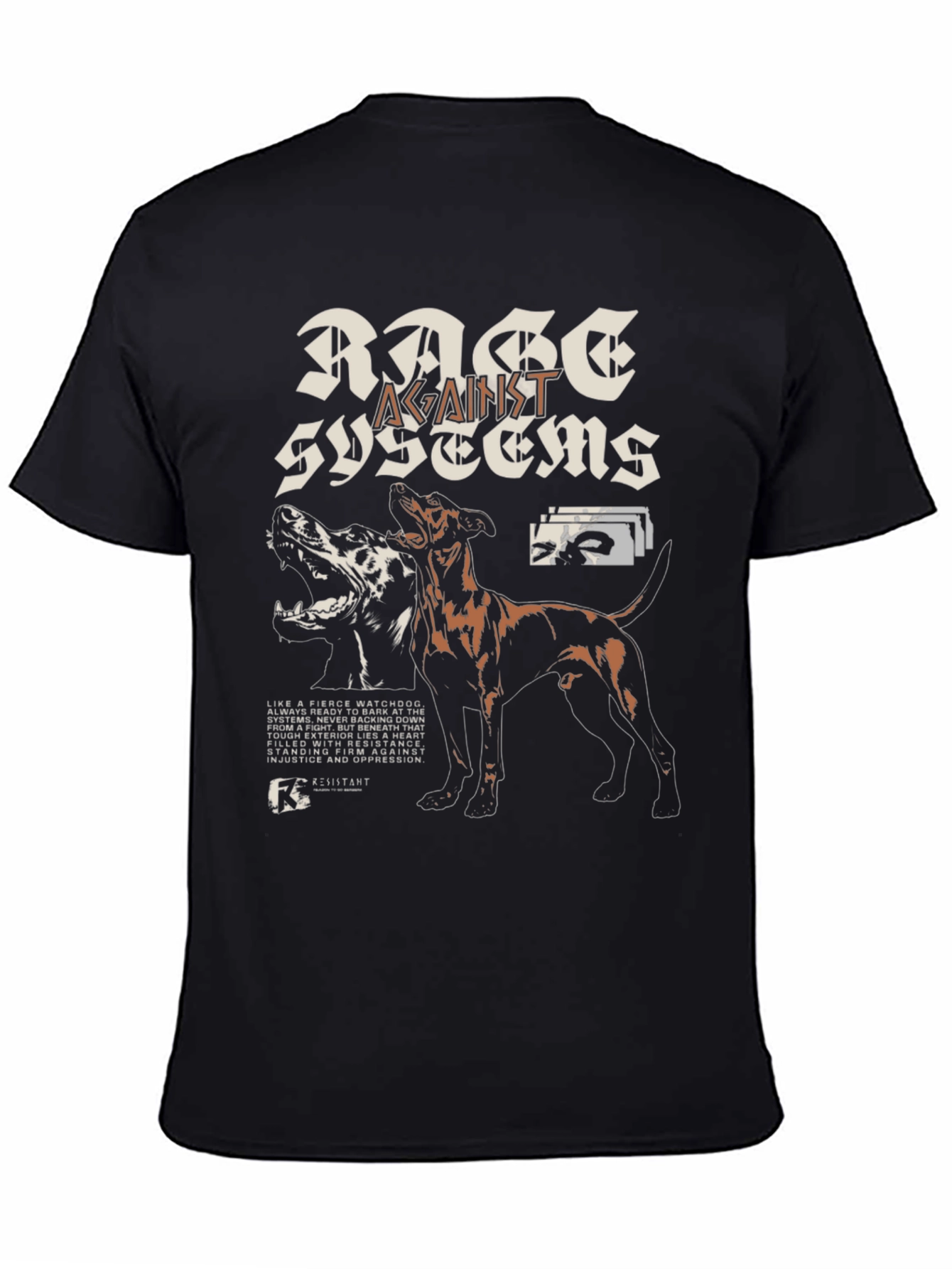 Black Rage Against Systems Graphic T-Shirt - Black view 4