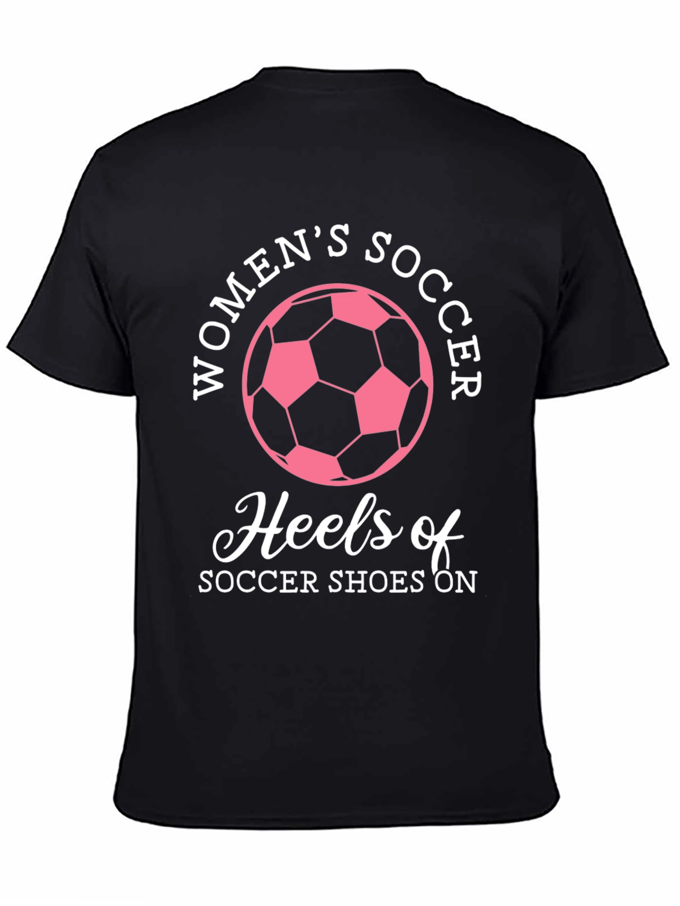 Black Women's Soccer Heels Graphic T-Shirt view 4