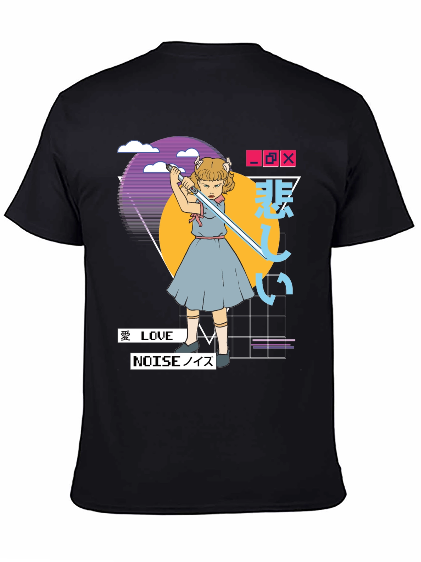 Black Synthwave Aesthetic T-Shirt - Edgy Vaporwave Tee view 4