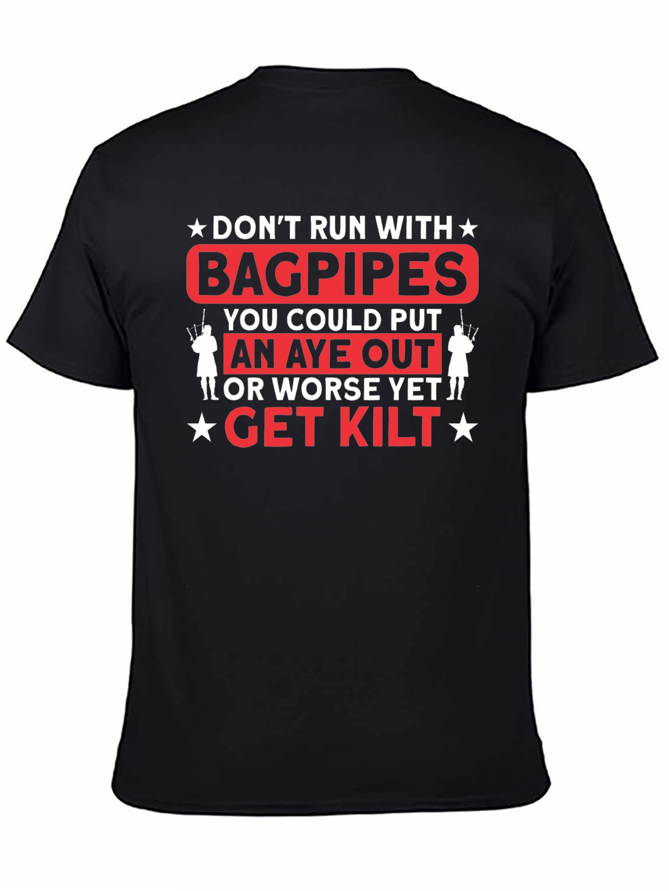 Black Don't Run with Bagpipes Graphic T-Shirt view 4