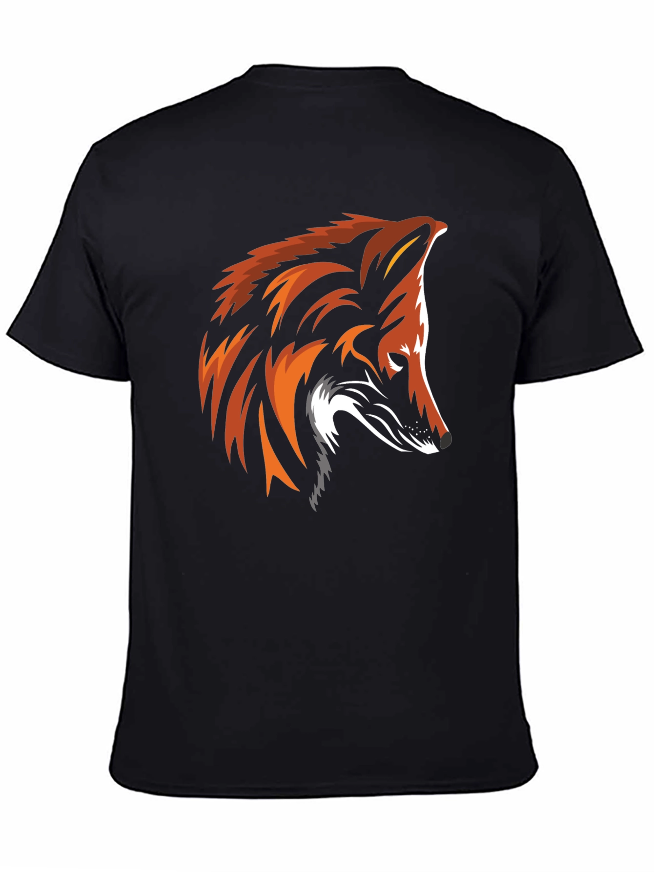 Black Cool Fox Graphic Print Black T-Shirt view 4