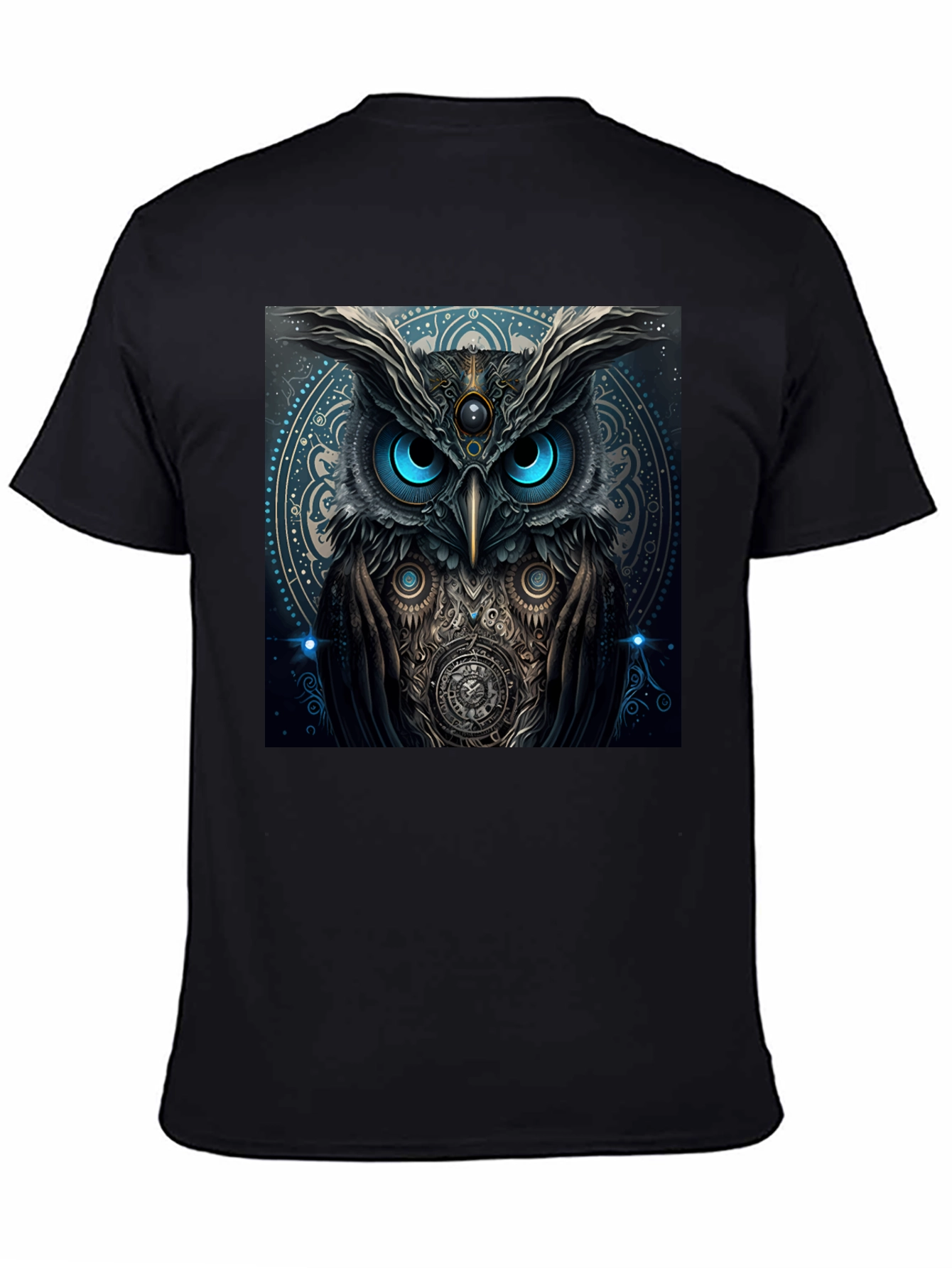 Black Mystic Owl Graphic Tee - Black Cotton Blend view 4
