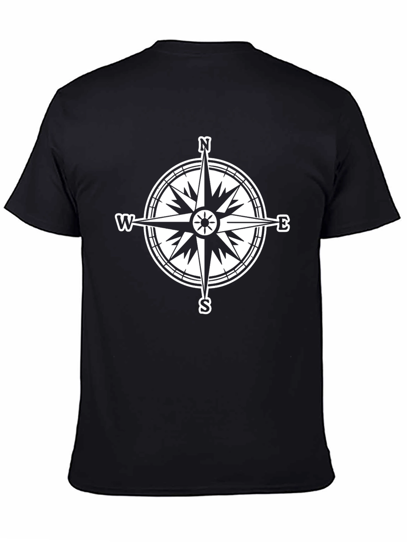 Black Compass Rose Graphic Men's T-Shirt view 4