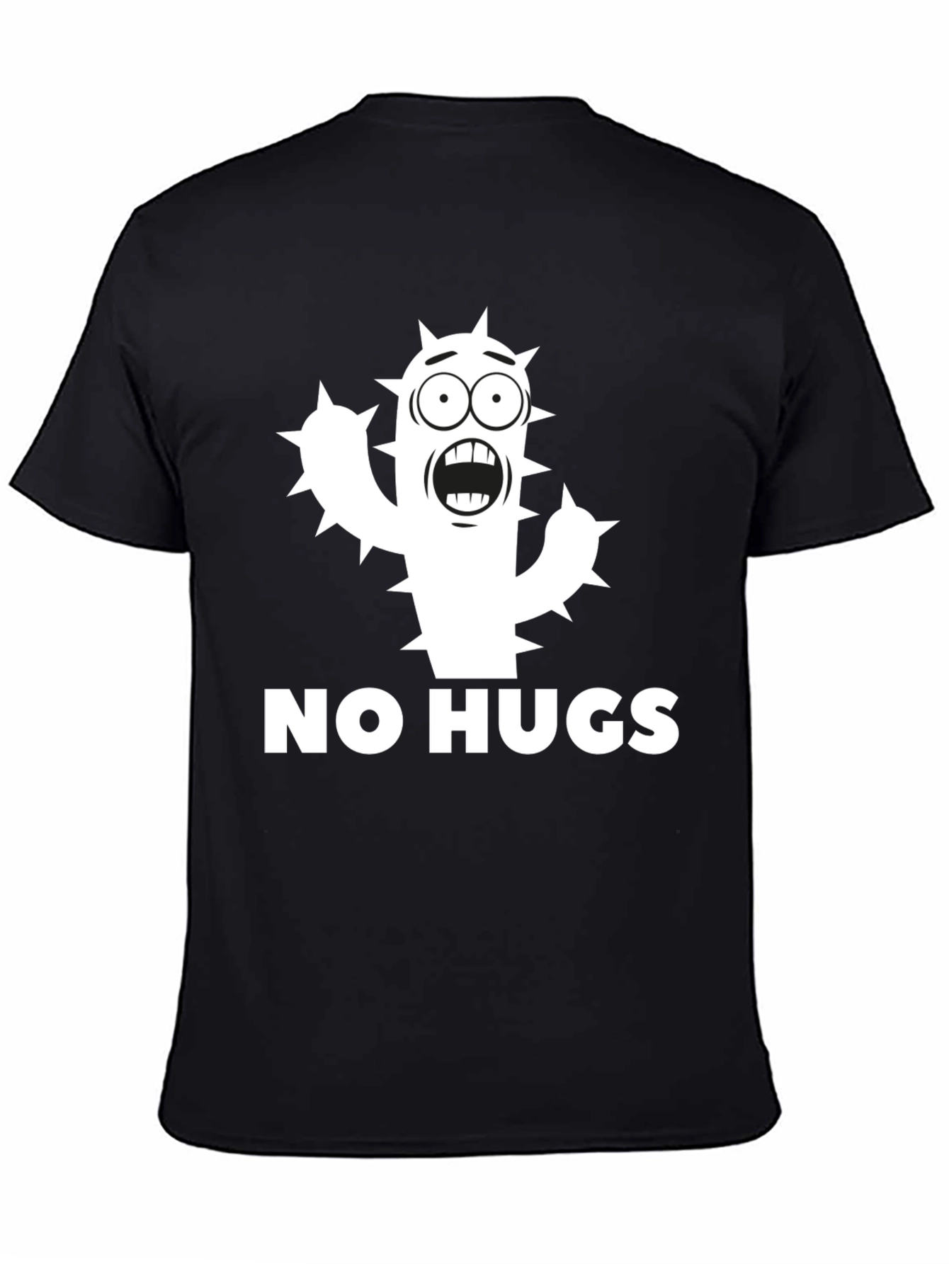 Black No Hugs Cactus Graphic Tee - Funny Unisex Shirt view 4