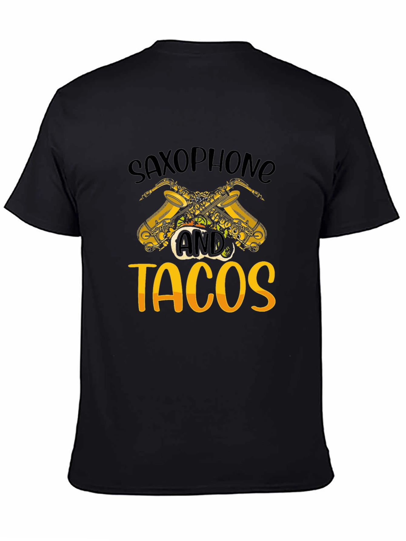 Black Saxophone and Tacos Graphic T-Shirt view 4