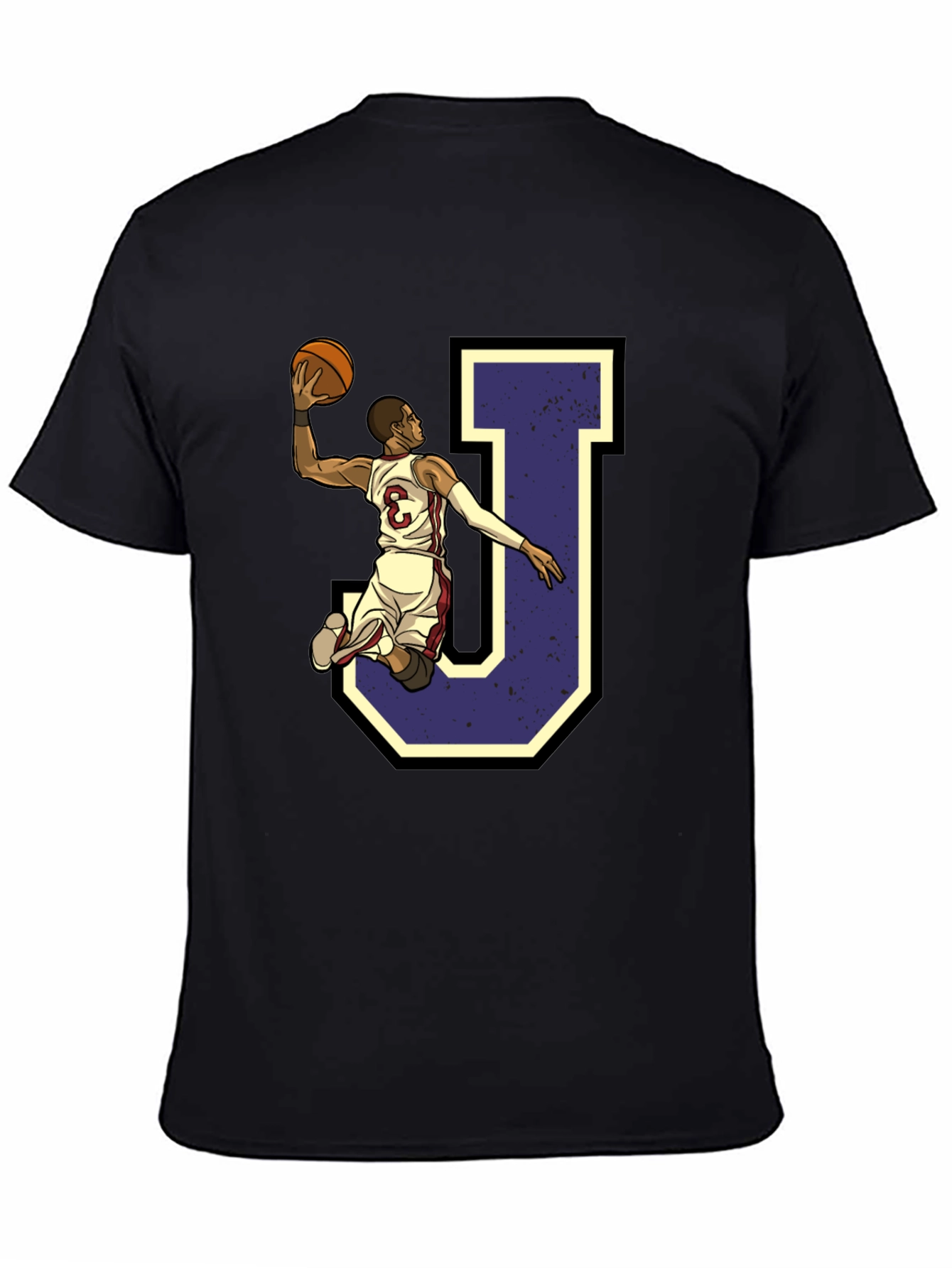 Black Basketball Player 'J' Graphic Tee view 4