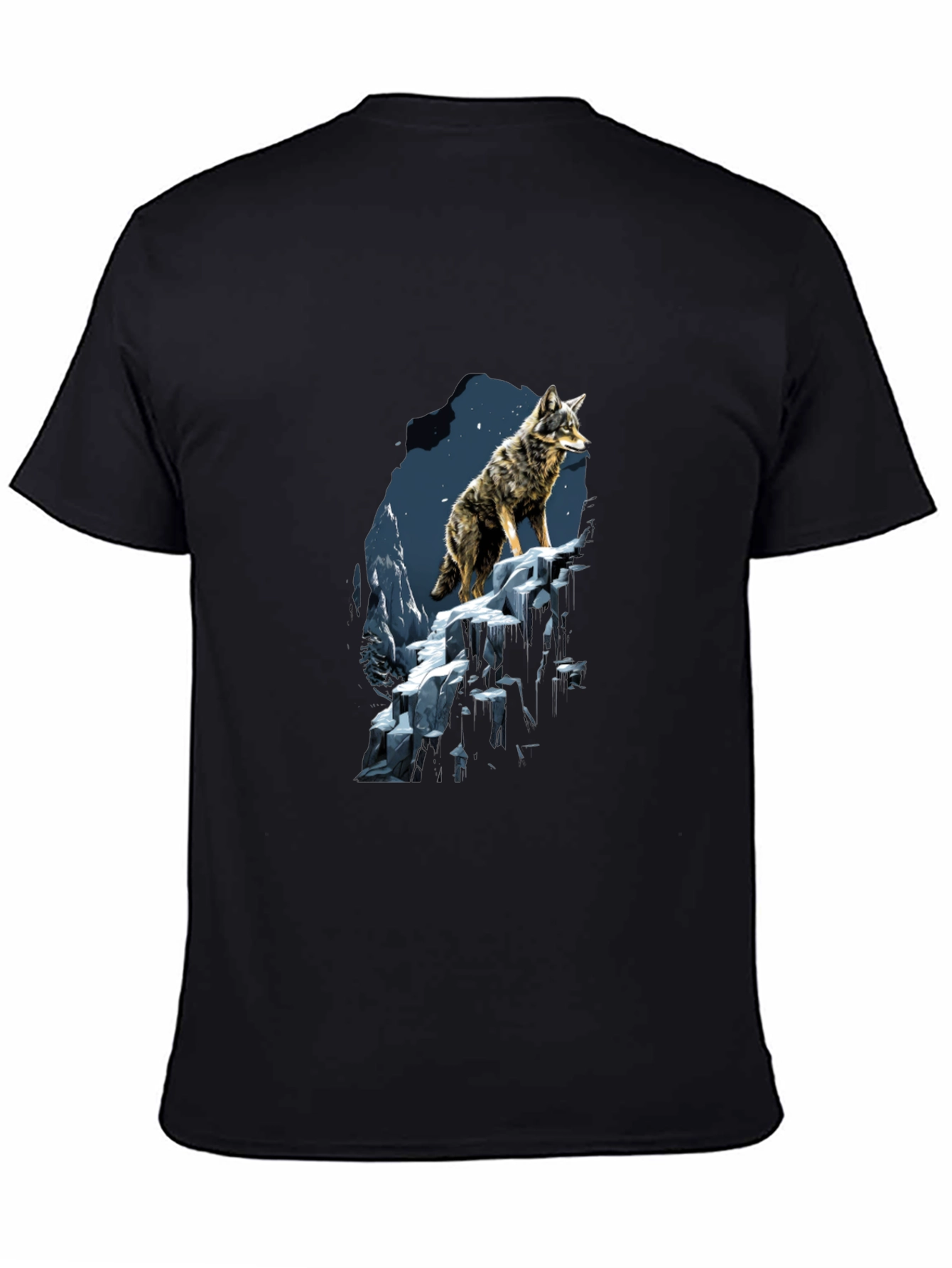 Black Wolf Graphic Tee - Black Cotton Blend view 4