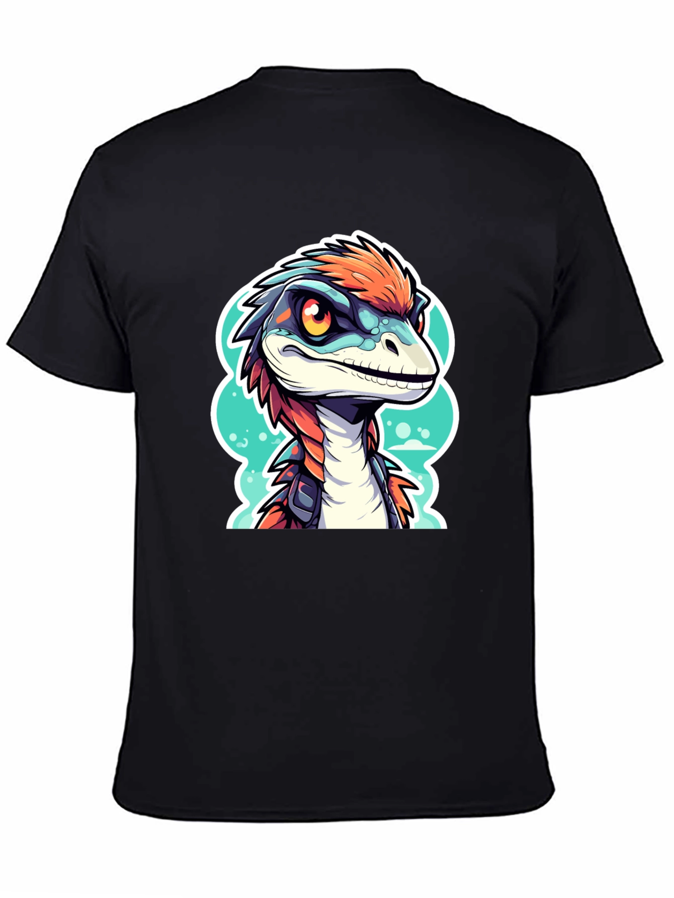 Black Dino Raptor Graphic Tee - Cool Cartoon Animal Shirt view 4