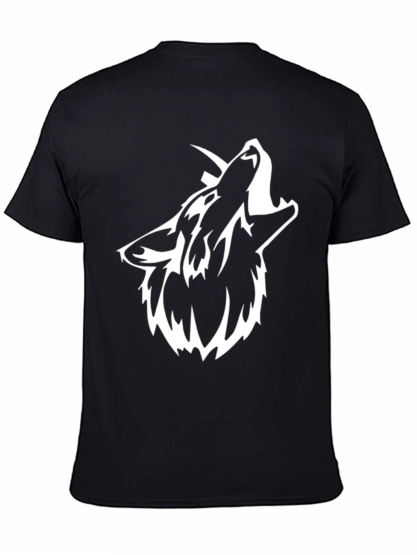 Black Men's Black Wolf Graphic Tee view 4