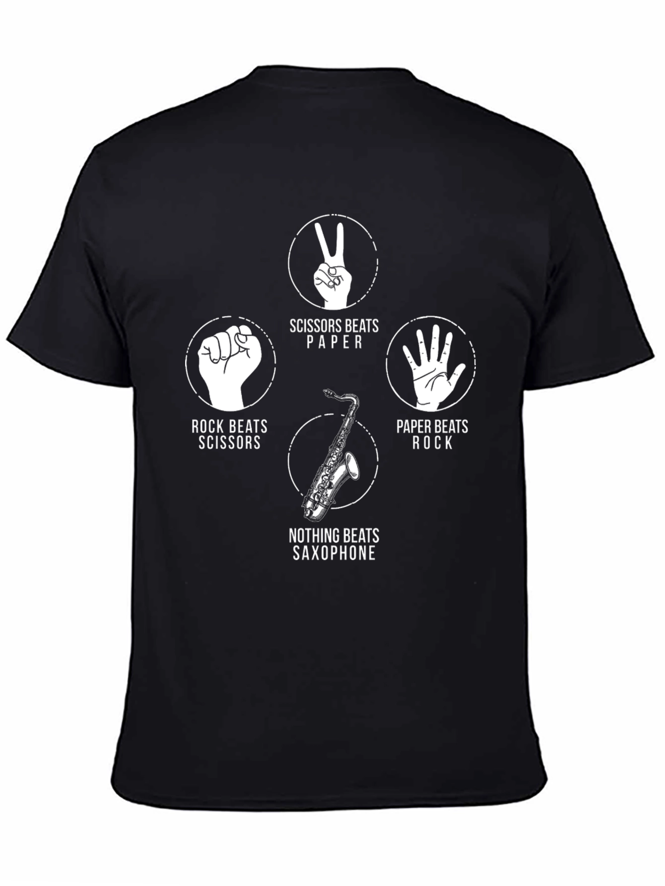 Black Rock Paper Scissors Saxophone Graphic Tee view 4