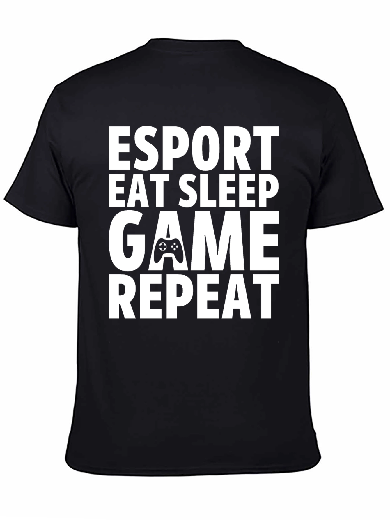 Black Esport Eat Sleep Game Repeat Black T-Shirt view 4
