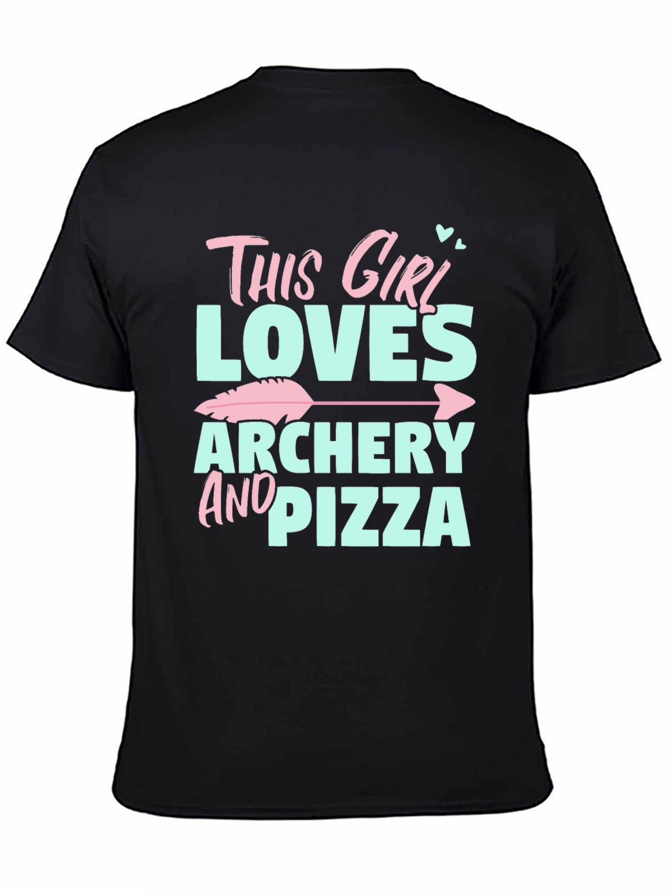 Black Archery & Pizza Lover Graphic T-Shirt view 4