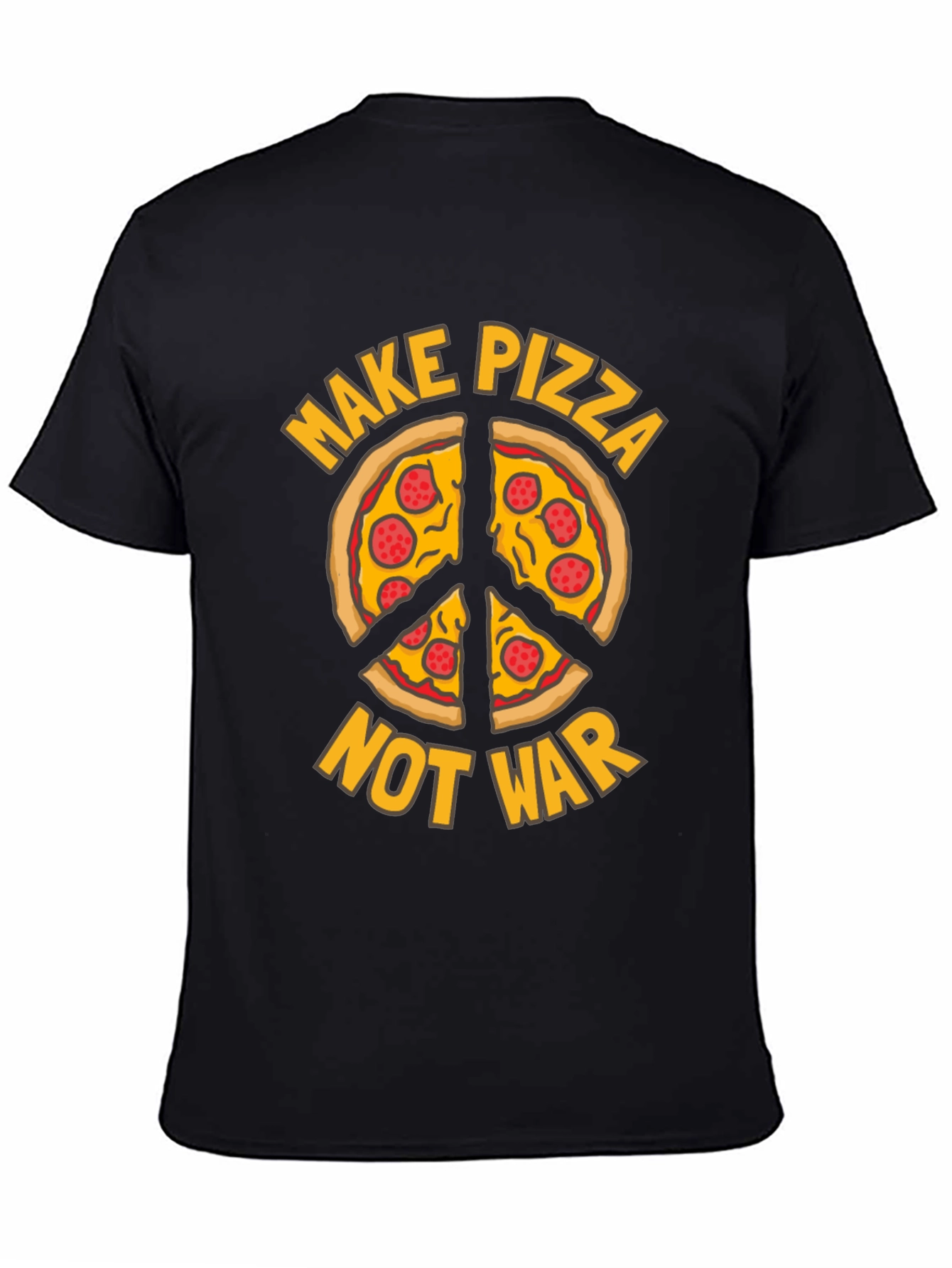 Black Make Pizza Not War T-Shirt Peace Sign Foodie Tee view 4